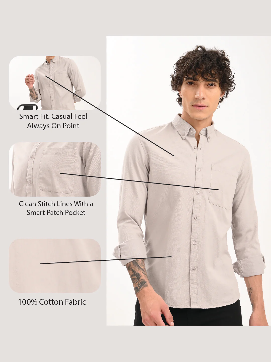 Men Grey Everyday Essential Solid Shirt - Image 10