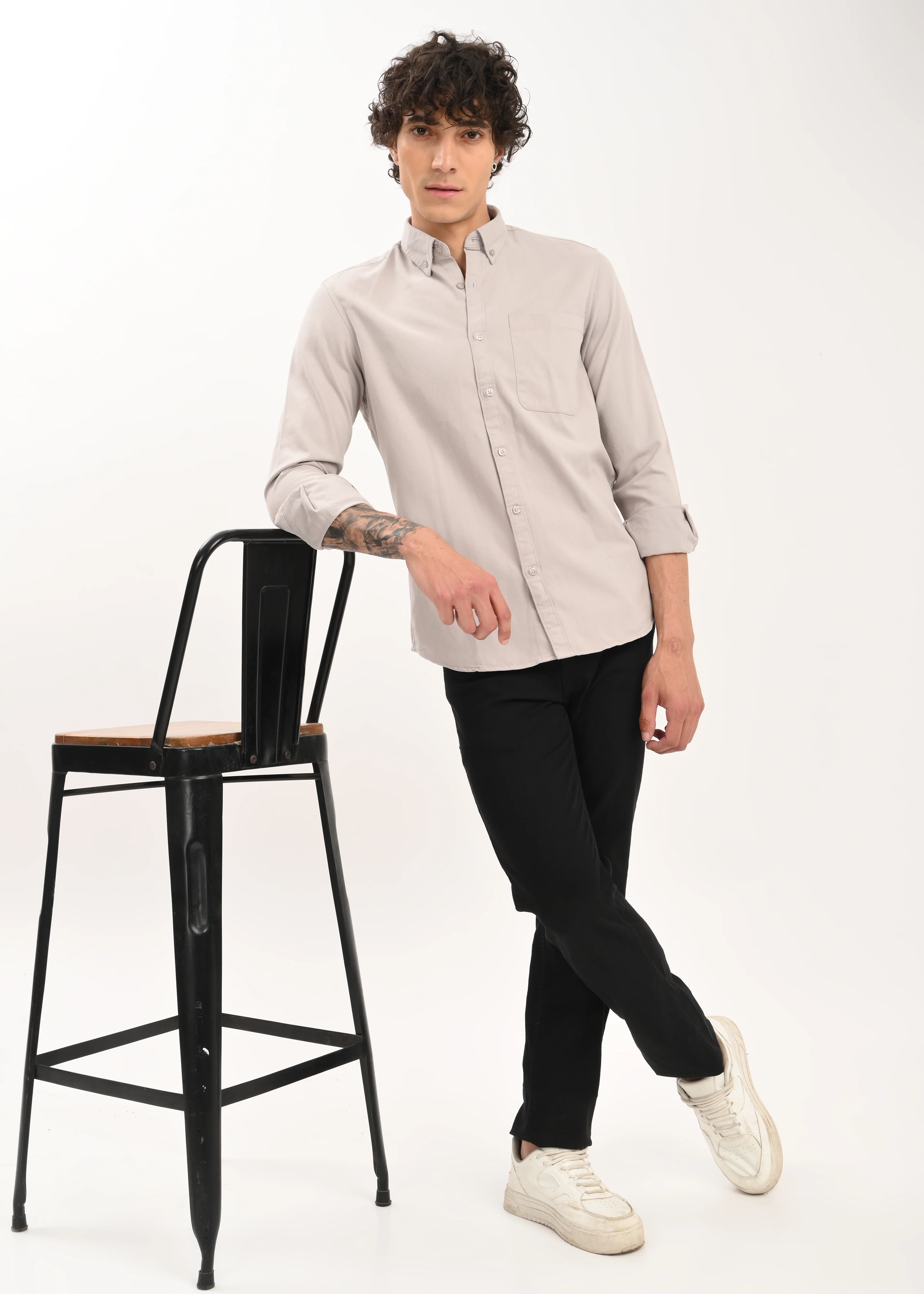 Men Grey Everyday Essential Solid Shirt - Image 6