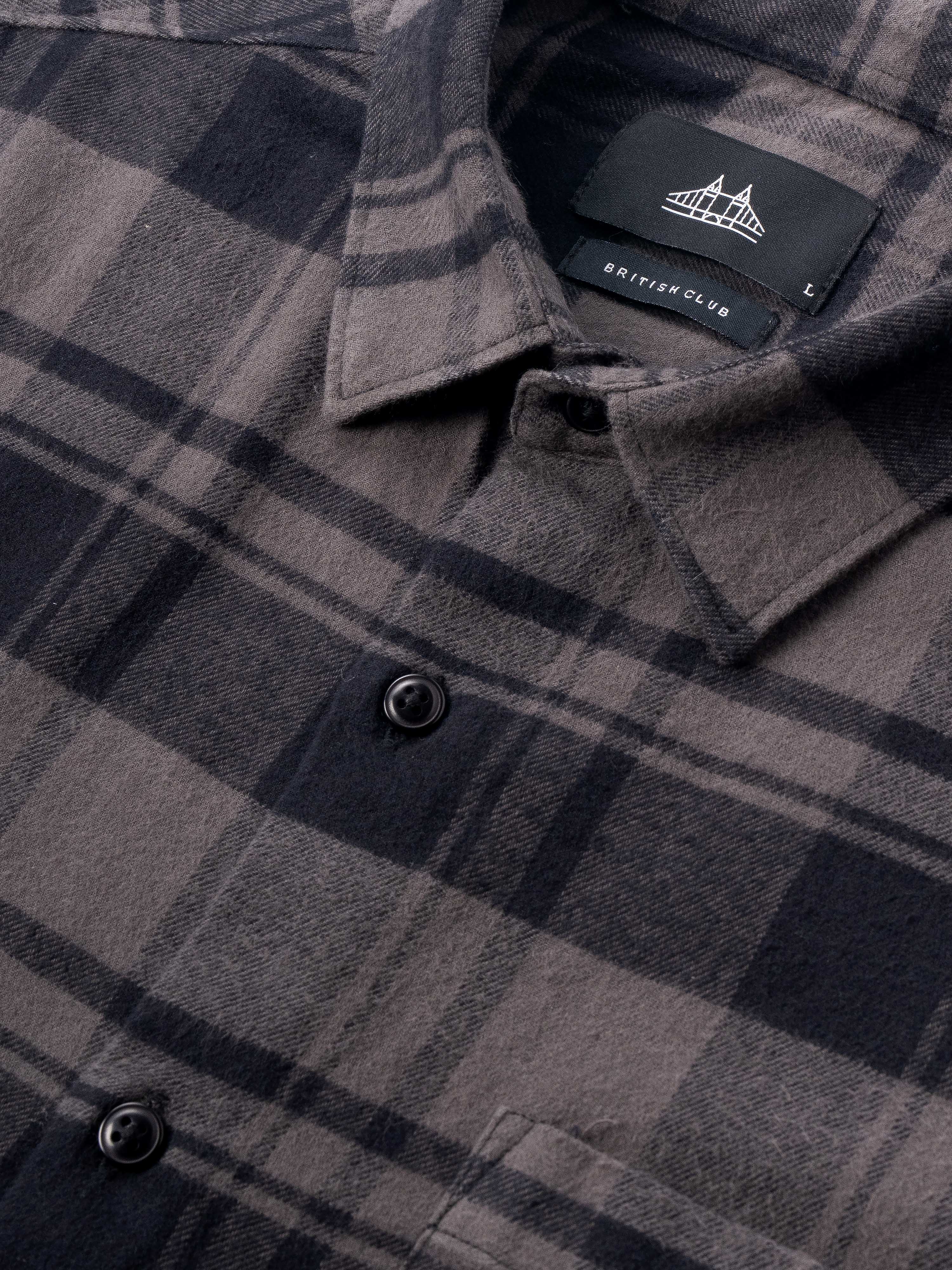 Men Grey Flannel Checked Shirt - Image 5
