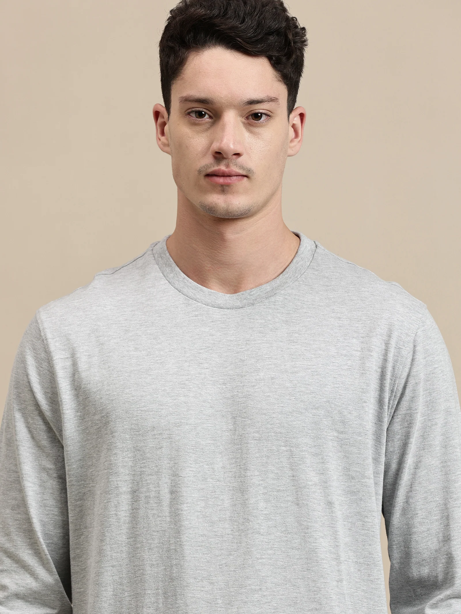 Men Grey Full Sleeve T-Shirt - Image 4