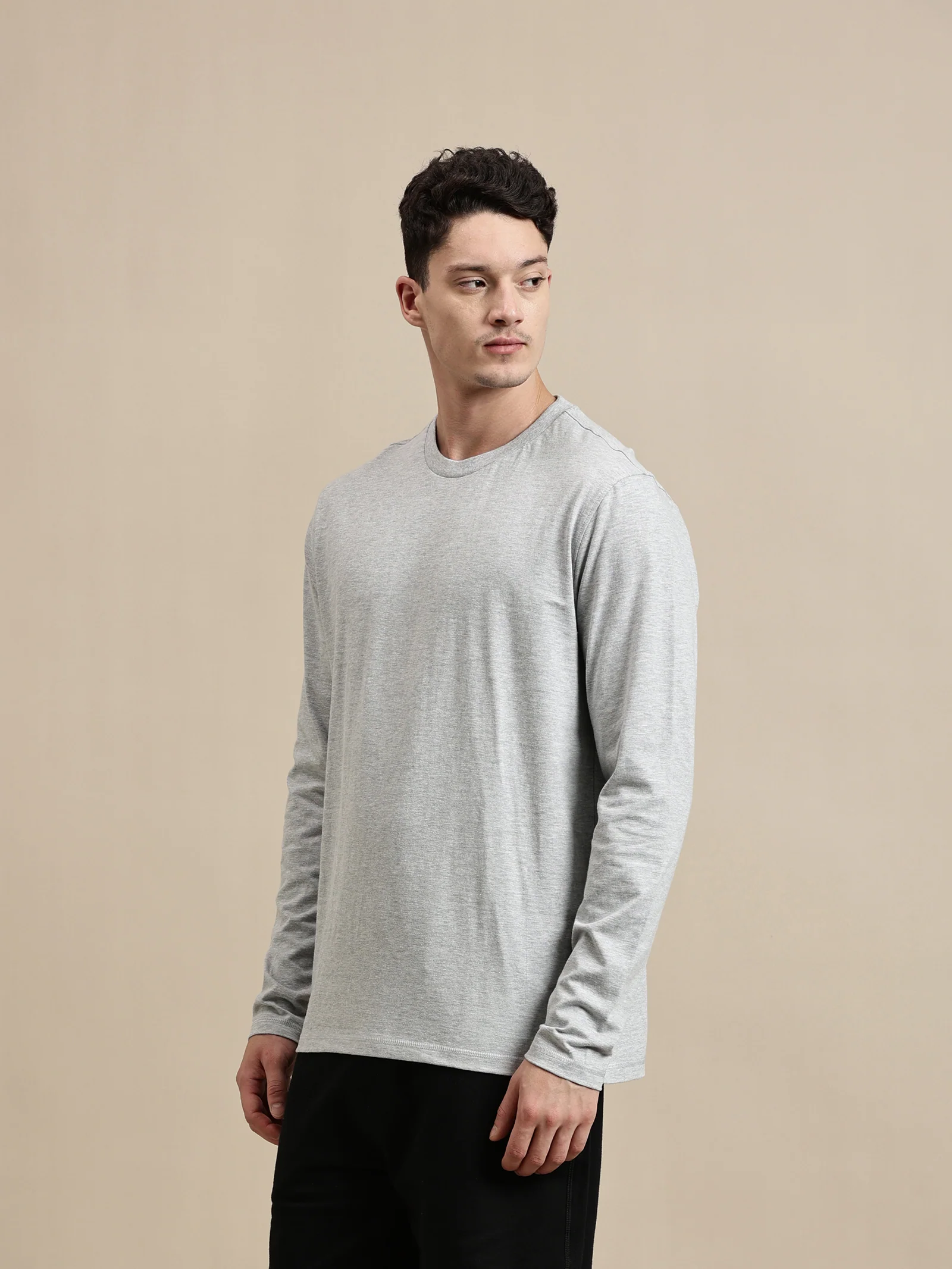 Men Grey Full Sleeve T-Shirt - Image 6