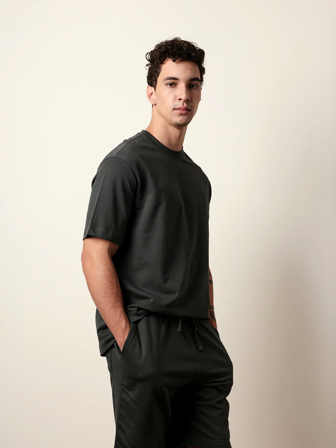Men Grey Half Sleeve Oversize T-Shirt - Image 5