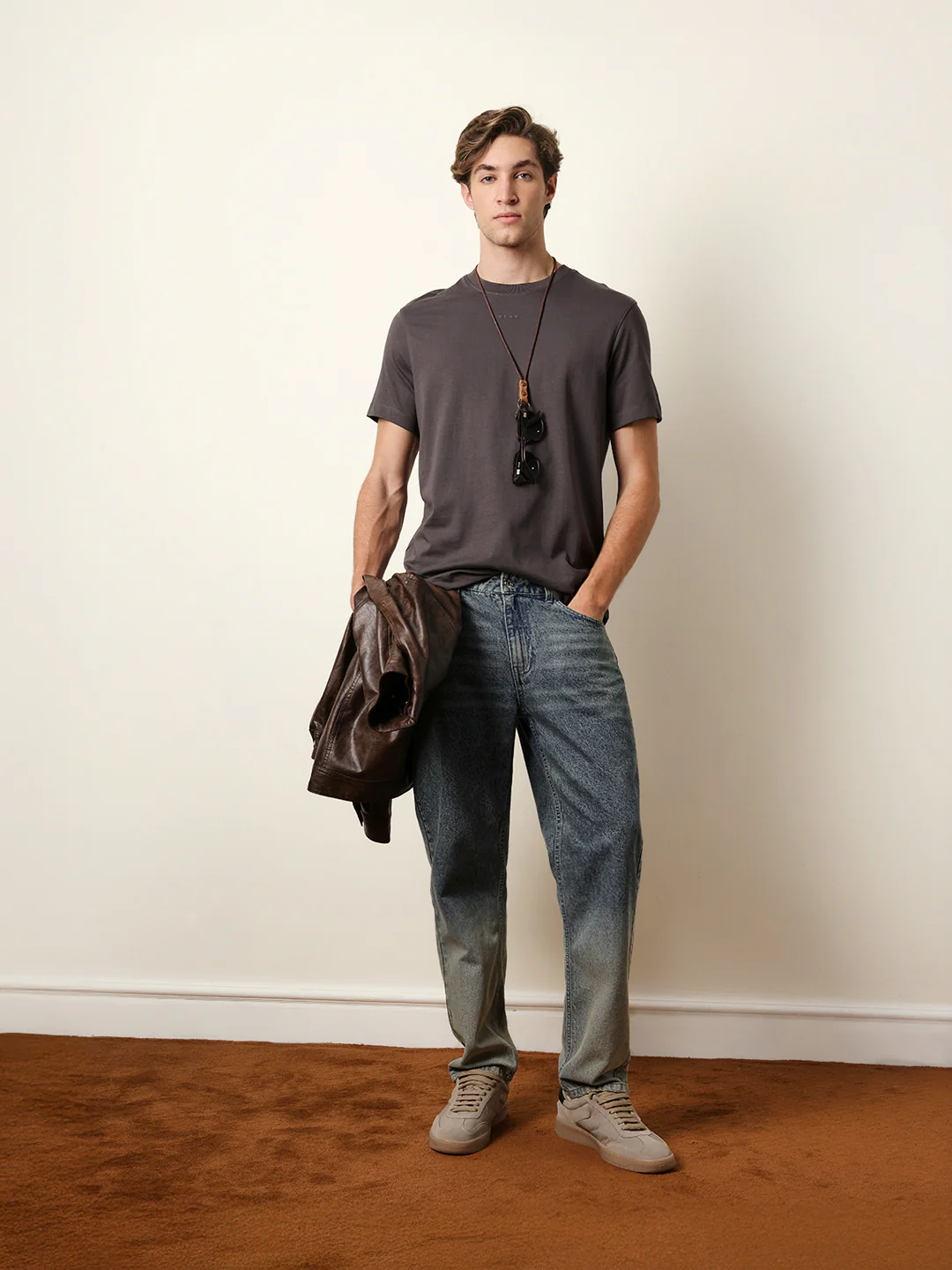 Men Grey Half Sleeve Regular T-Shirt - Image 3