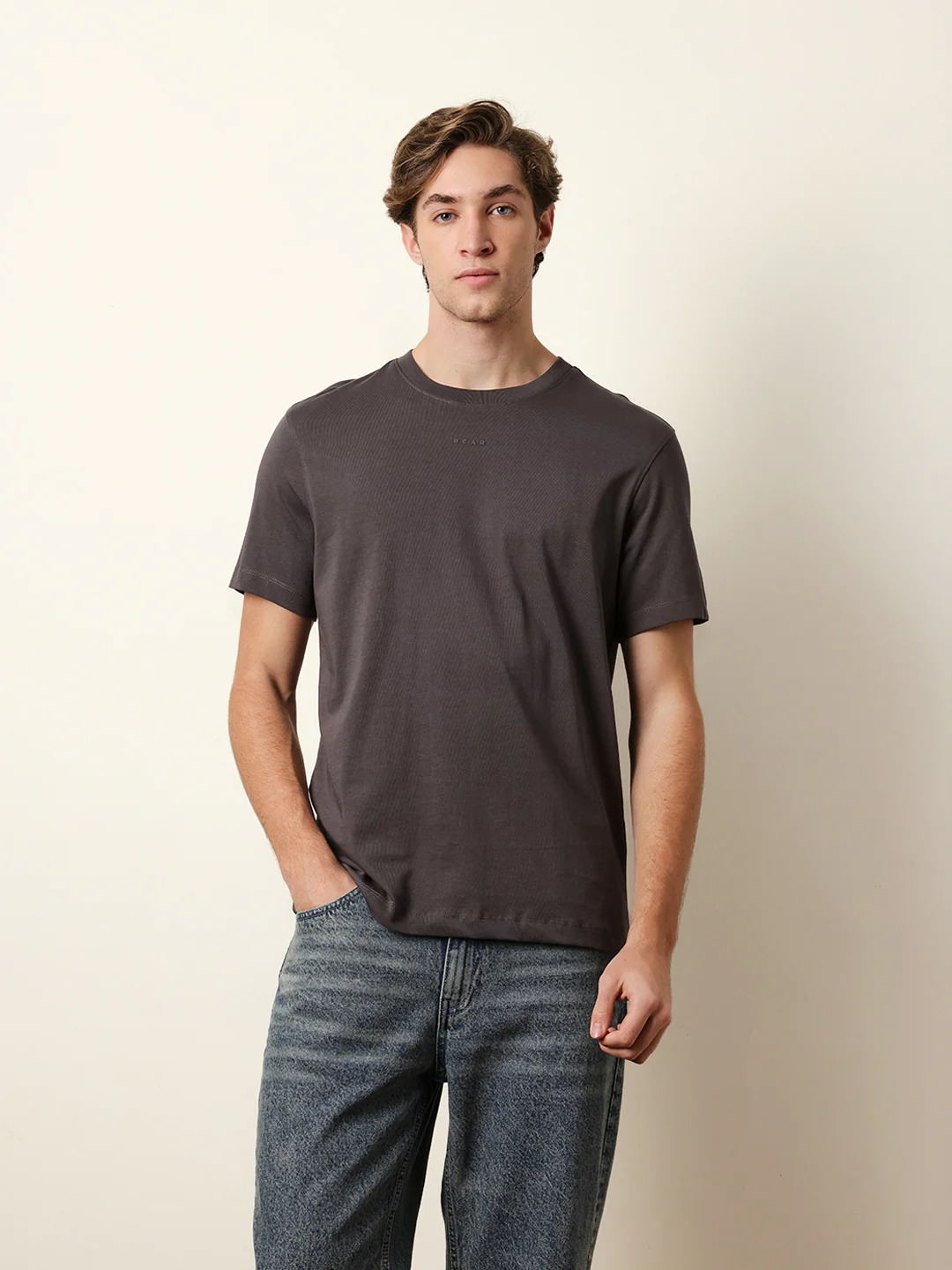 Men Grey Half Sleeve Regular T-Shirt - Image 4
