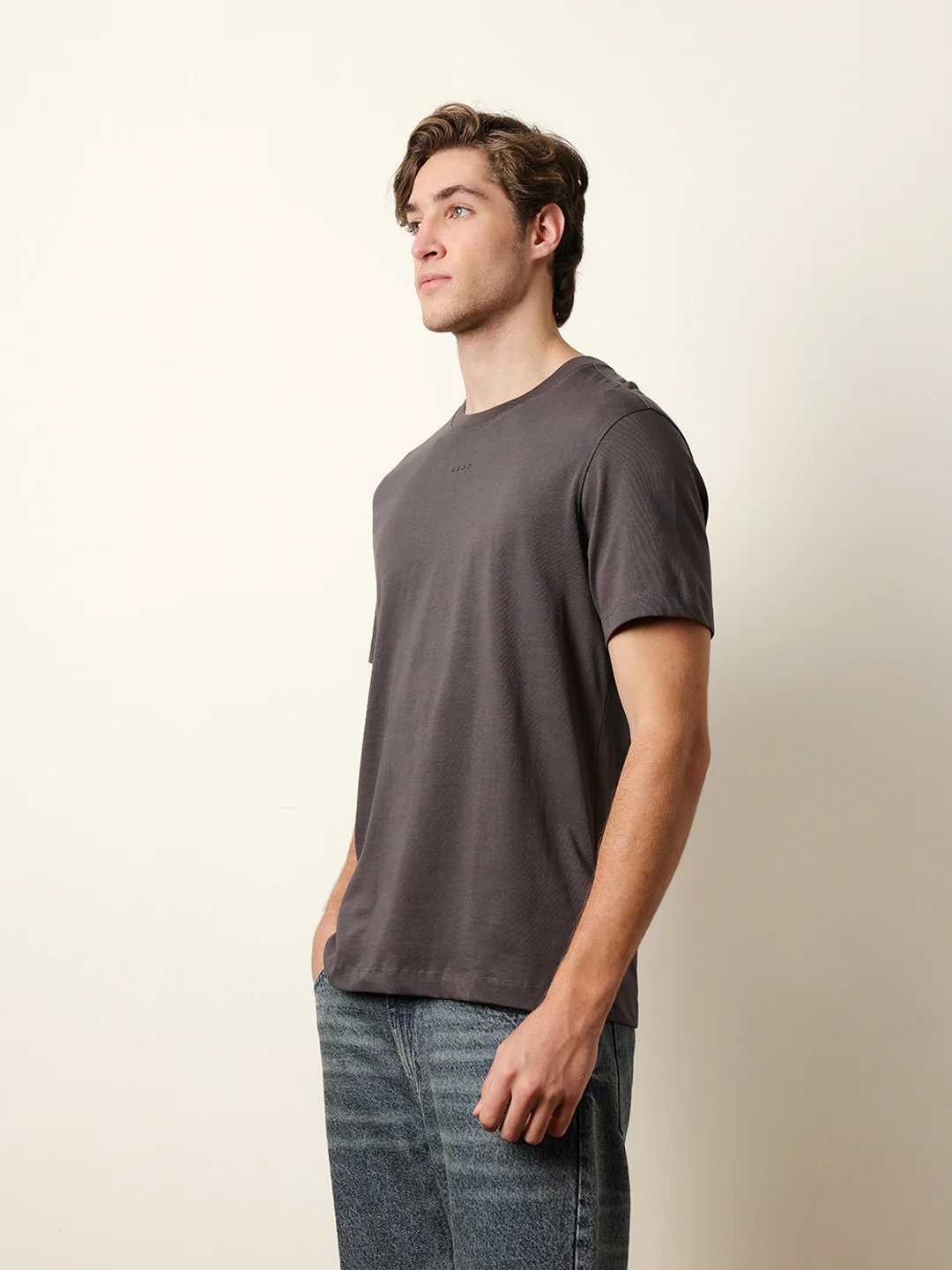 Men Grey Half Sleeve Regular T-Shirt - Image 5