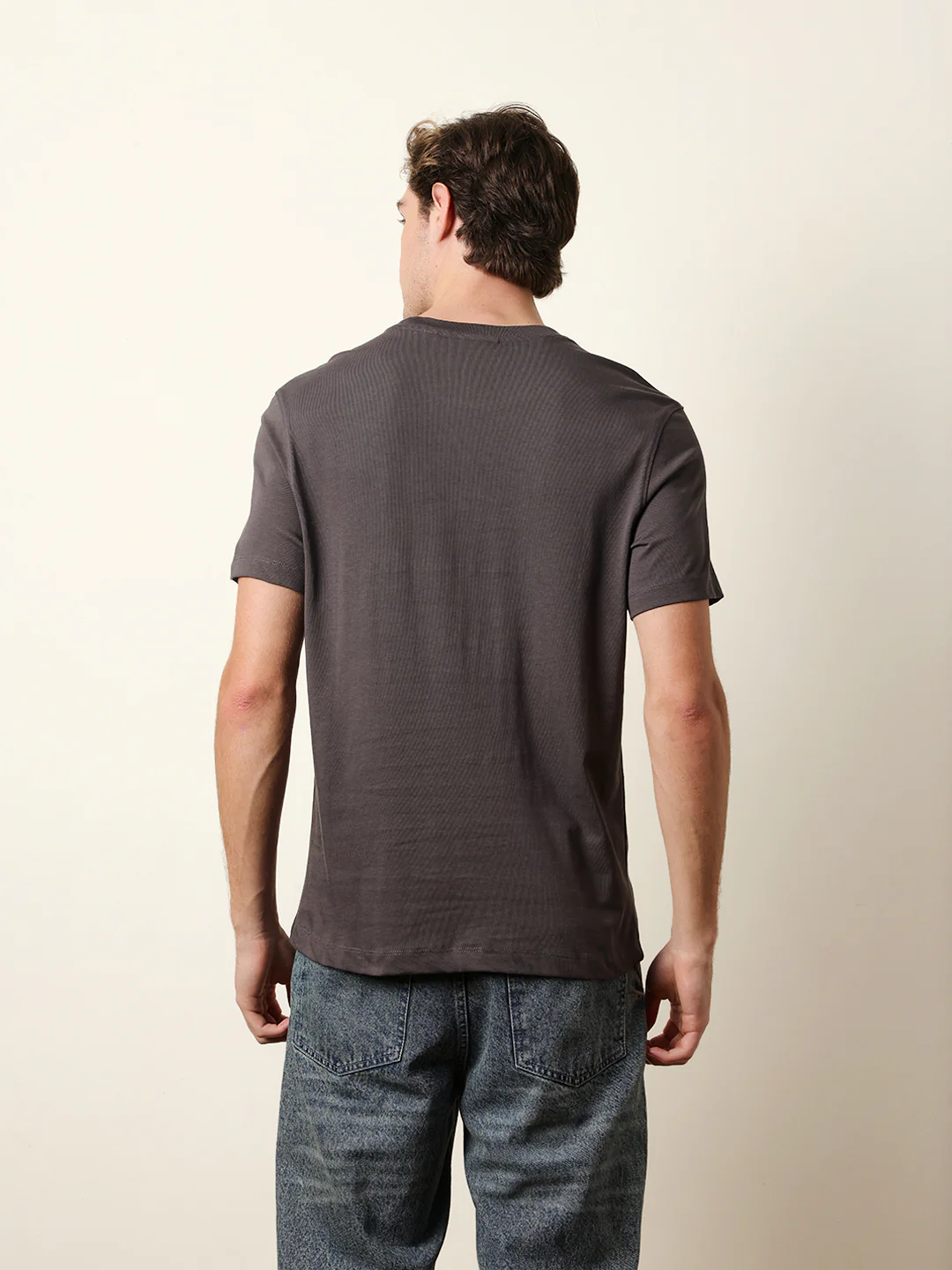 Men Grey Half Sleeve Regular T-Shirt - Image 7