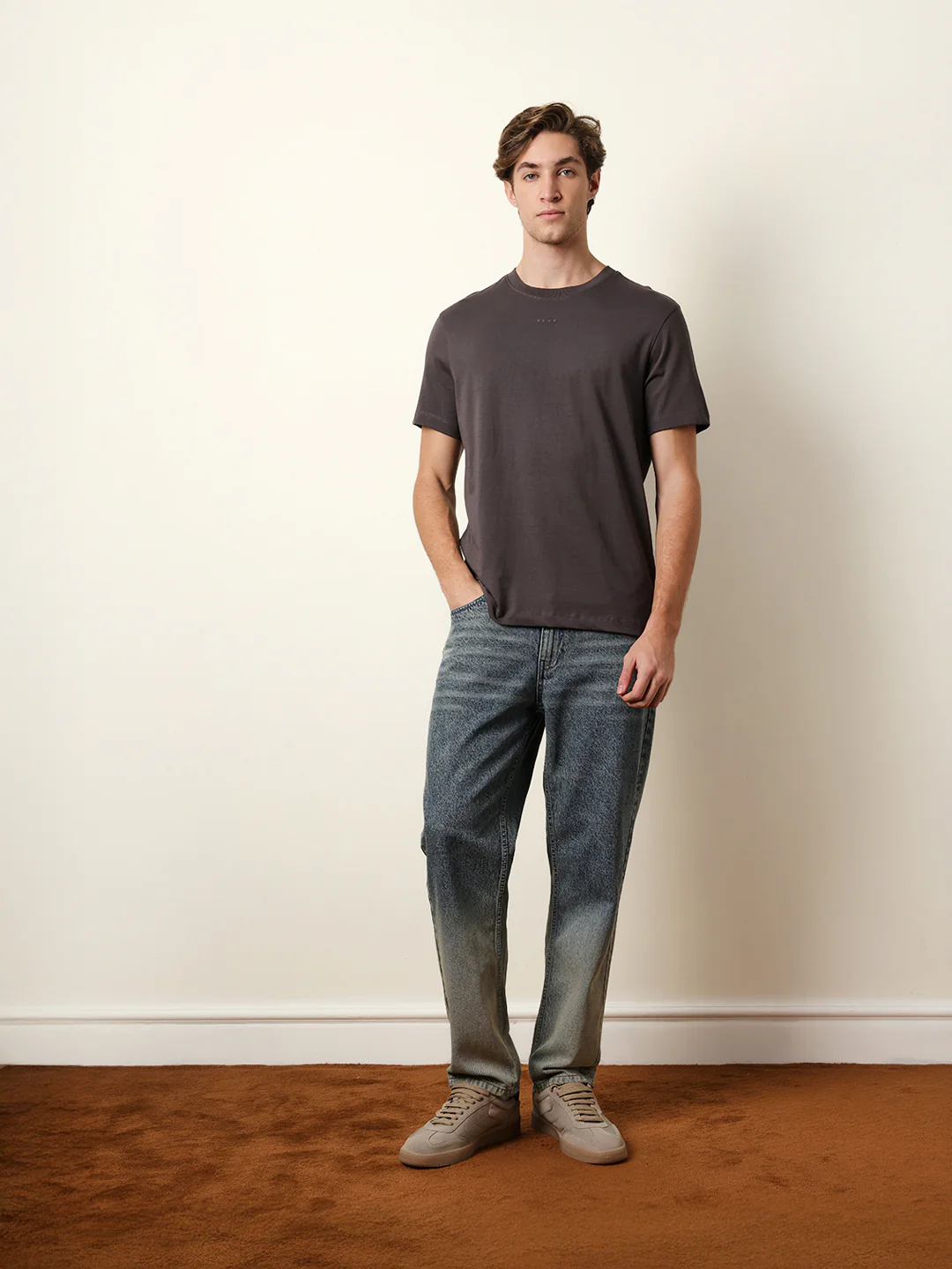 Men Grey Half Sleeve Regular T-Shirt - Image 8