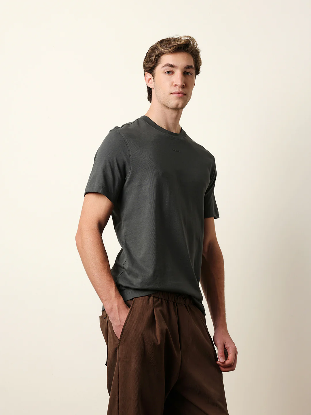 Men Grey Half Sleeve Regular T-Shirt - Image 5