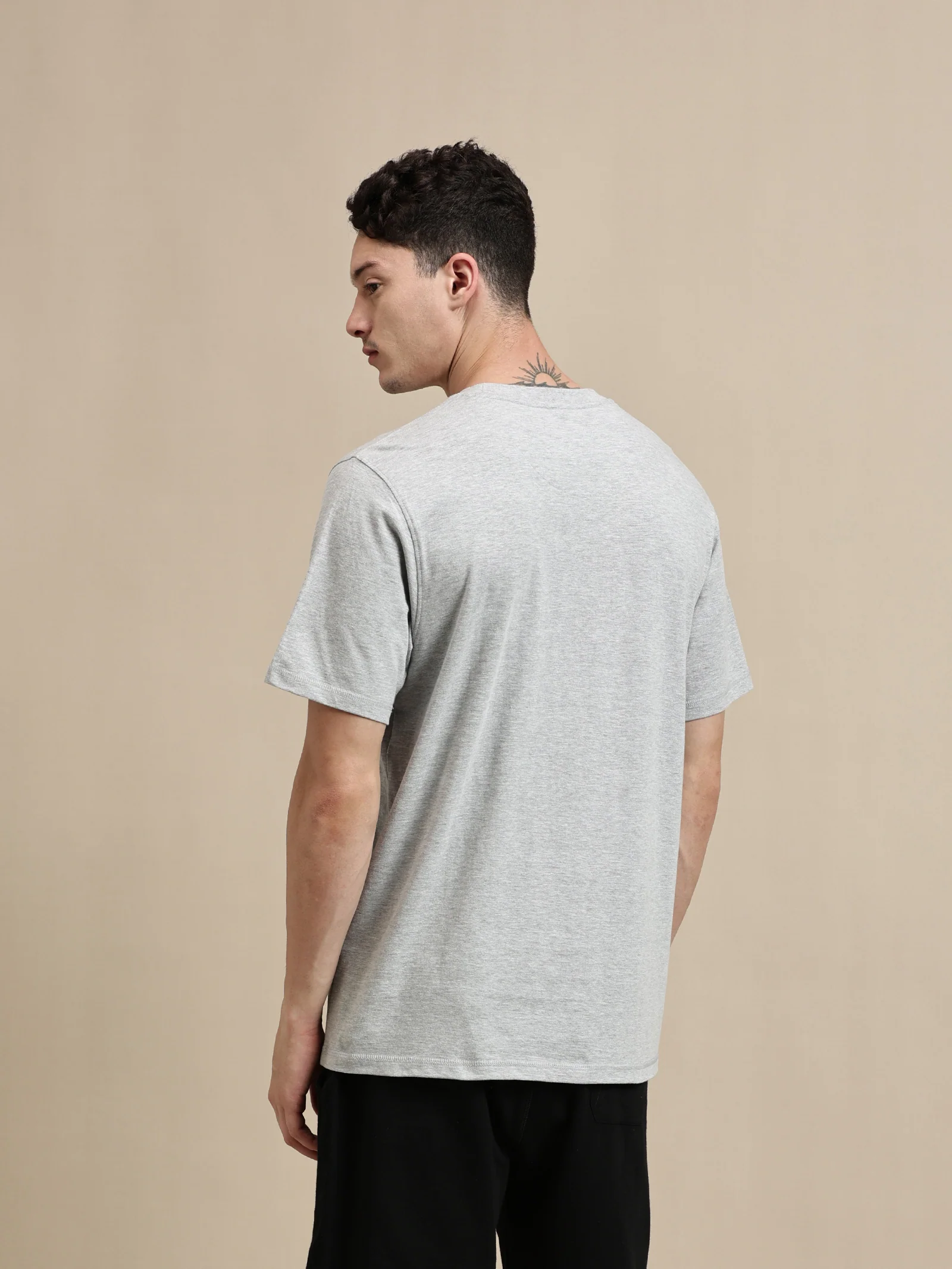 Men Grey Half Sleeve T-Shirt - Image 3