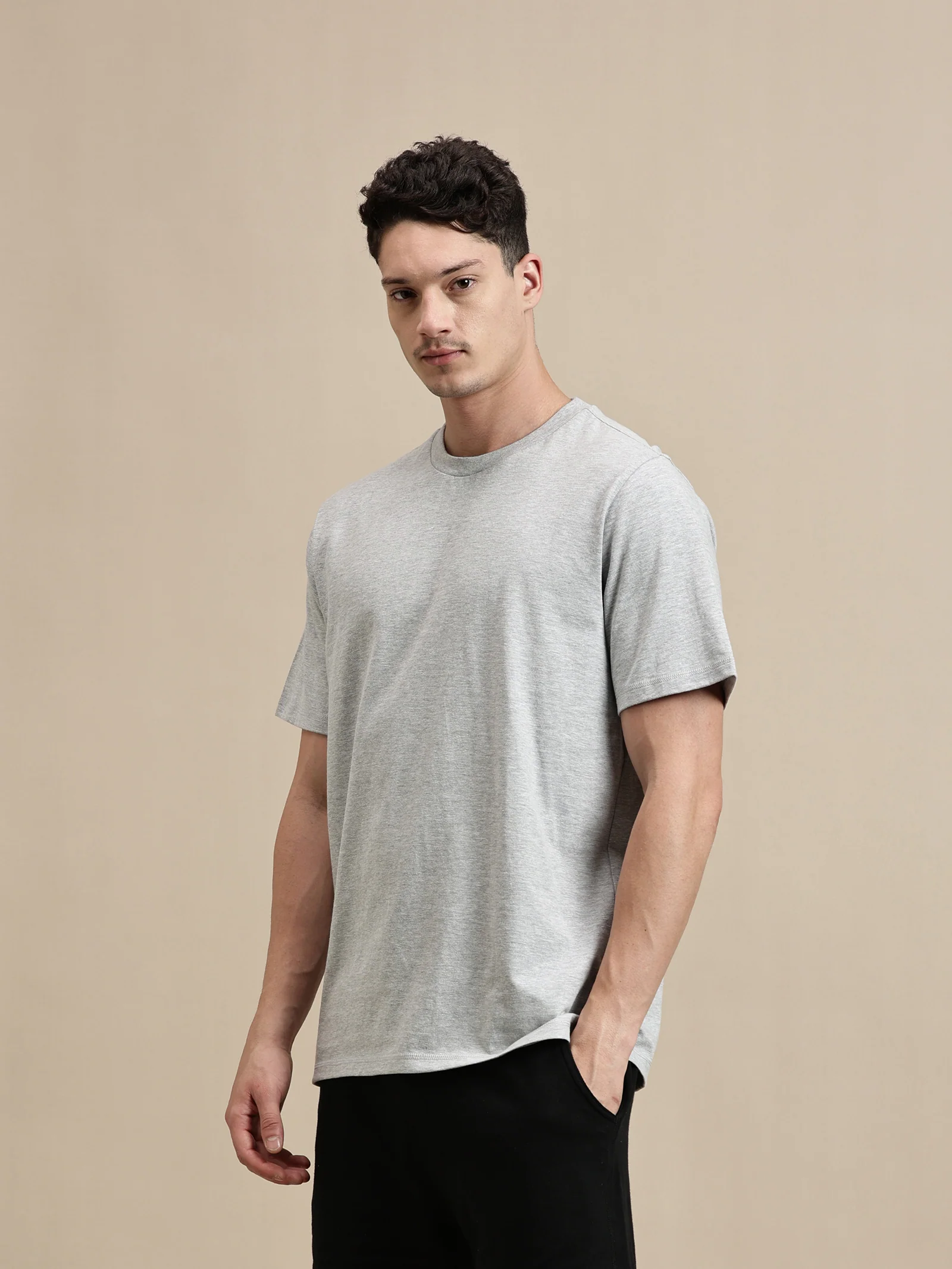 Men Grey Half Sleeve T-Shirt - Image 5