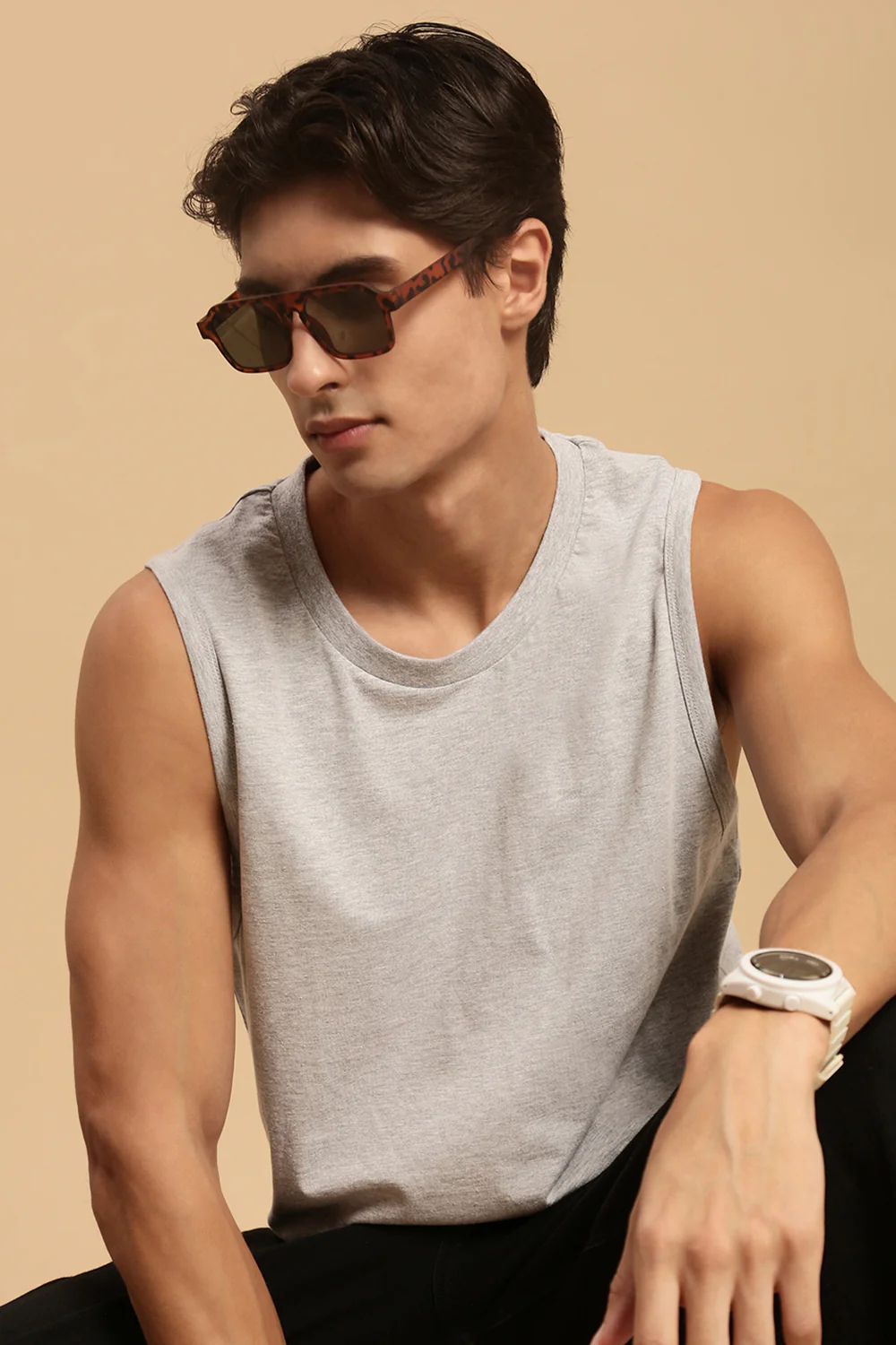 Men Grey Half Sleeve T-Shirt - Image 6