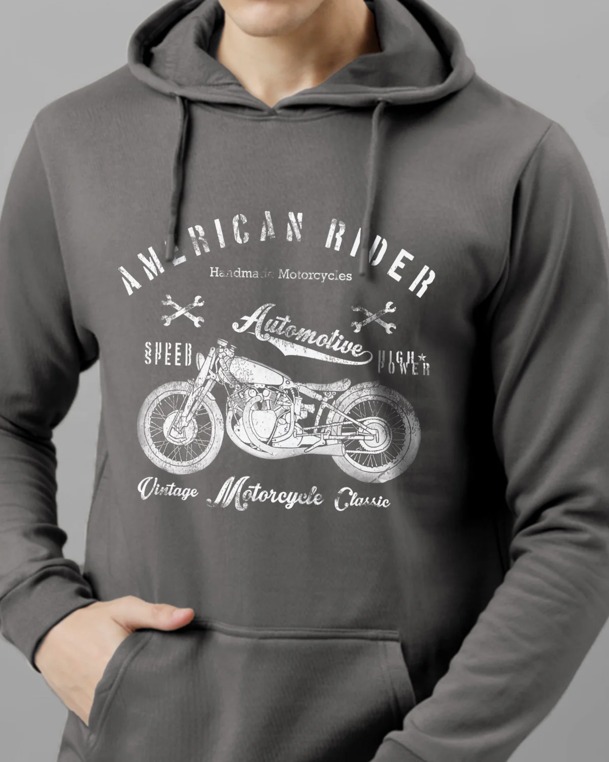 Men Grey Printed Hoodie - Image 3