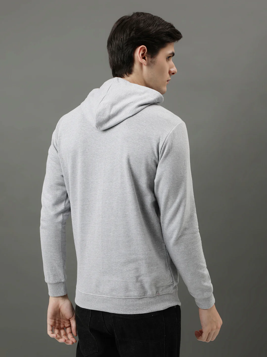 Men Grey Printed Hoodie - Image 2