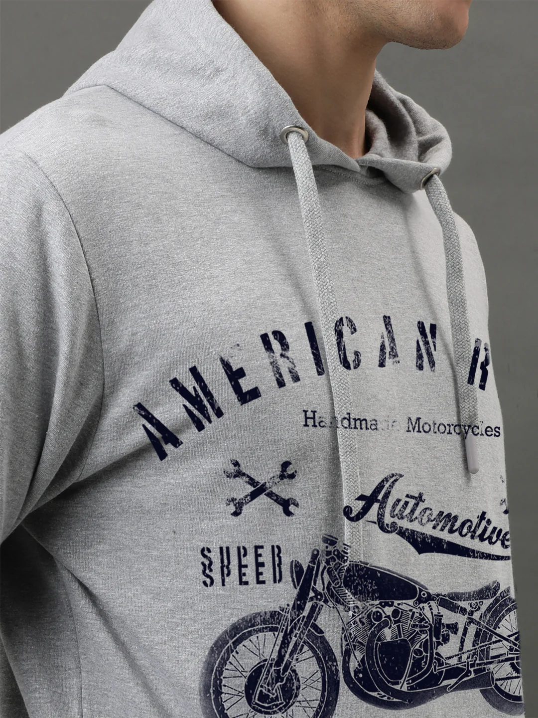 Men Grey Printed Hoodie - Image 3