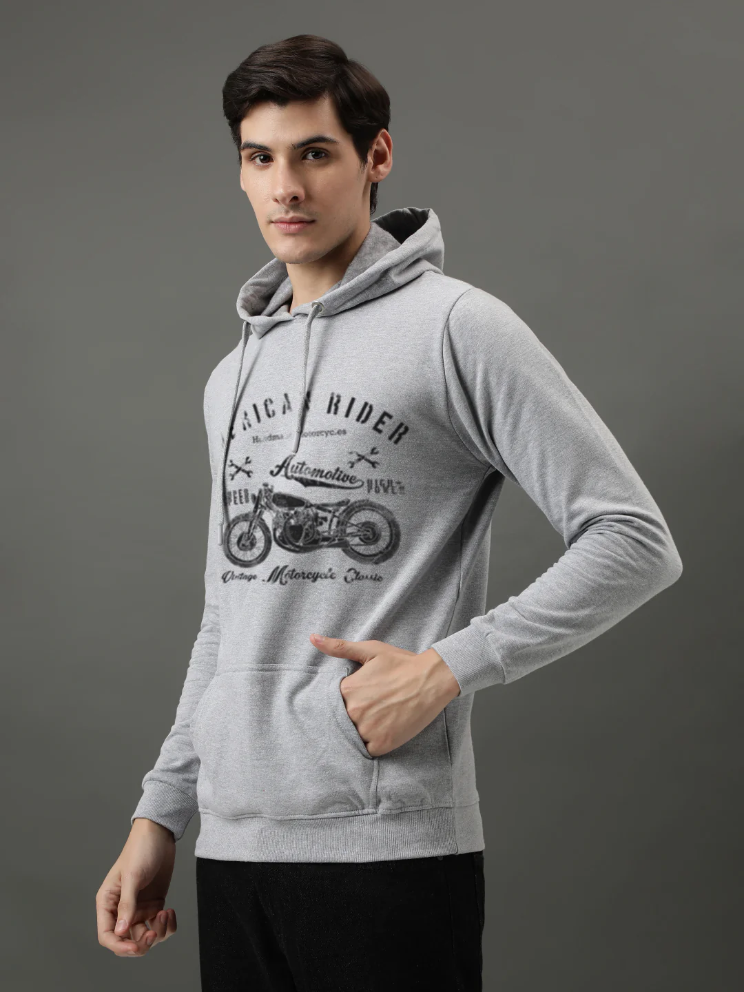 Men Grey Printed Hoodie - Image 4