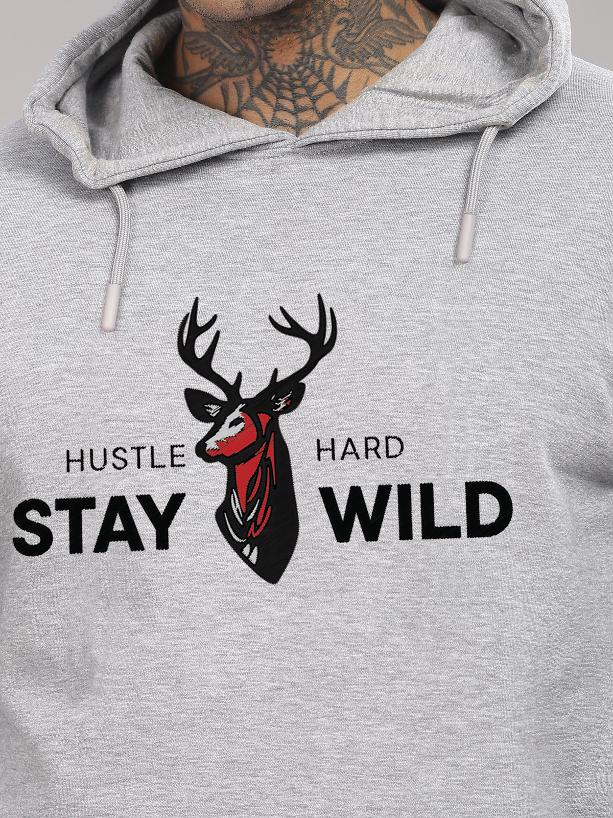 Men Grey Printed Hoodie - Image 3