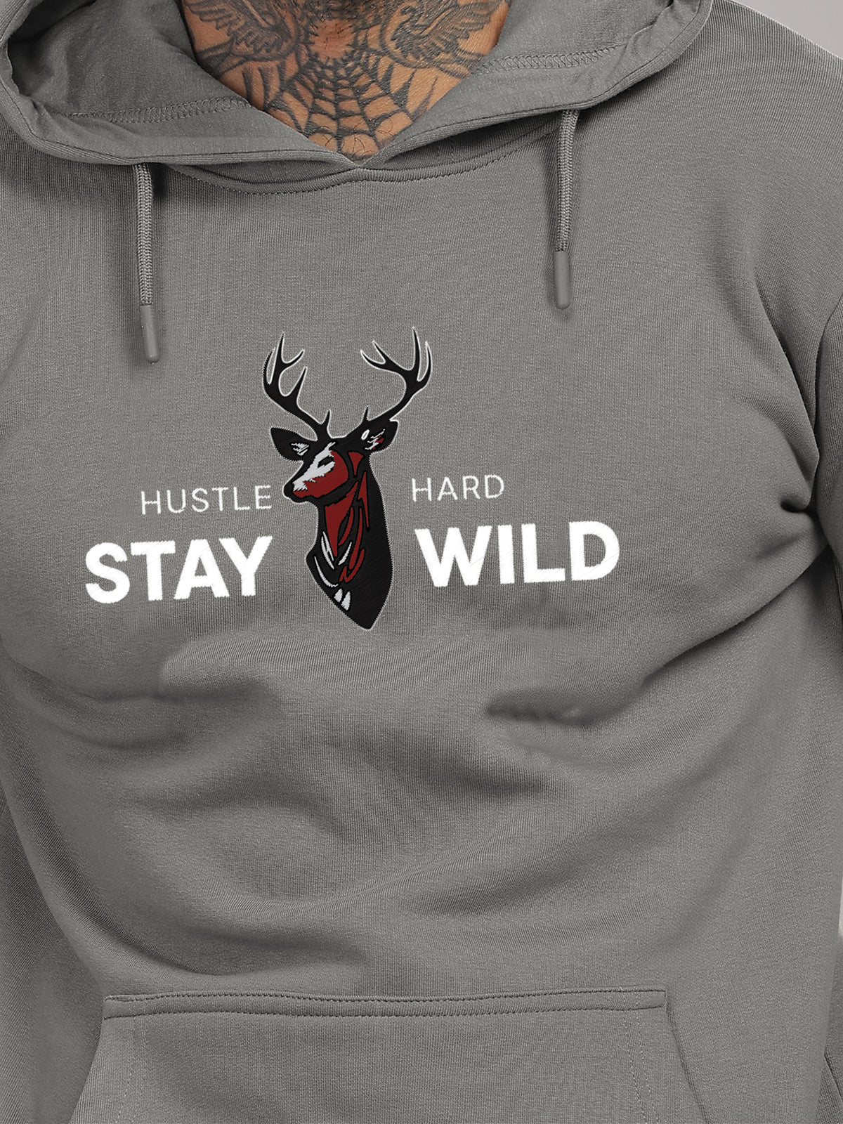 Men Grey Printed Hoodie - Image 3