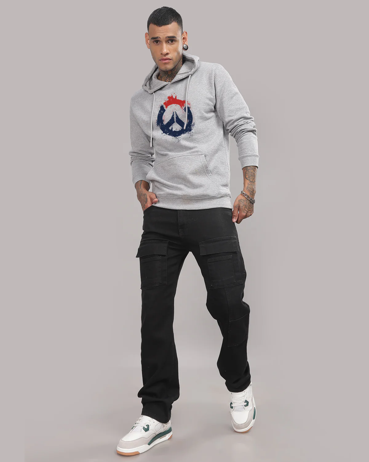 Men Grey Long Lasting Printed Hoodie - Image 5