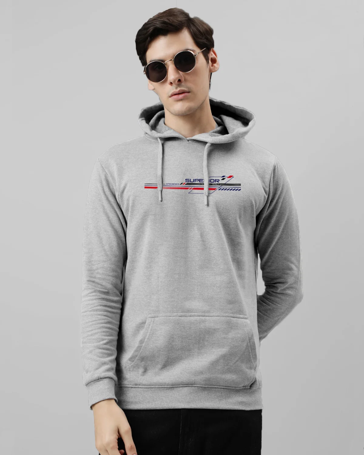 Men Grey Long Lasting Printed Hoodie - Image 5