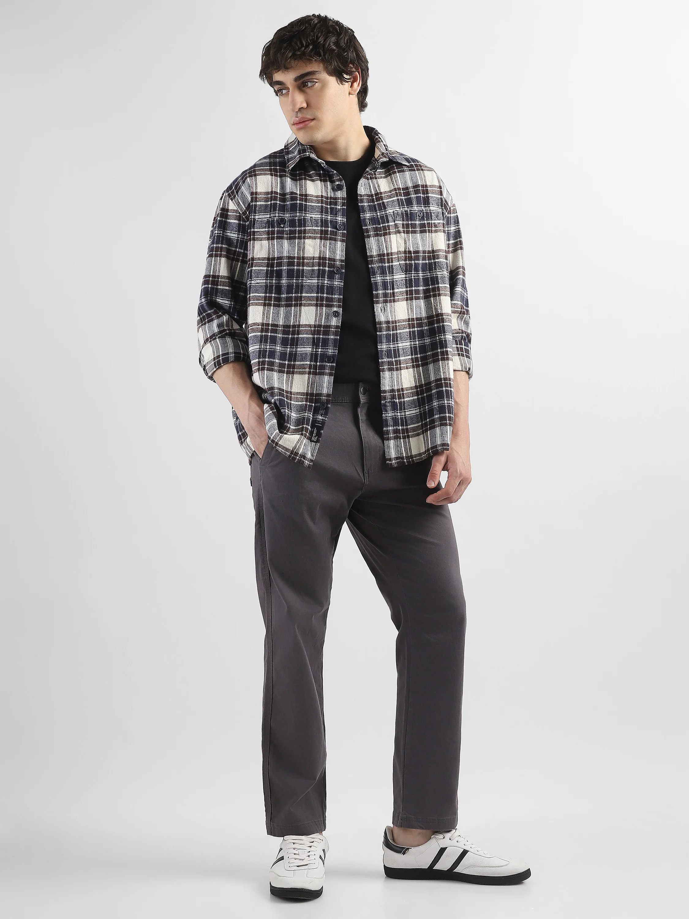 Men Grey Cotton Blend Formal Trousers - Image 4