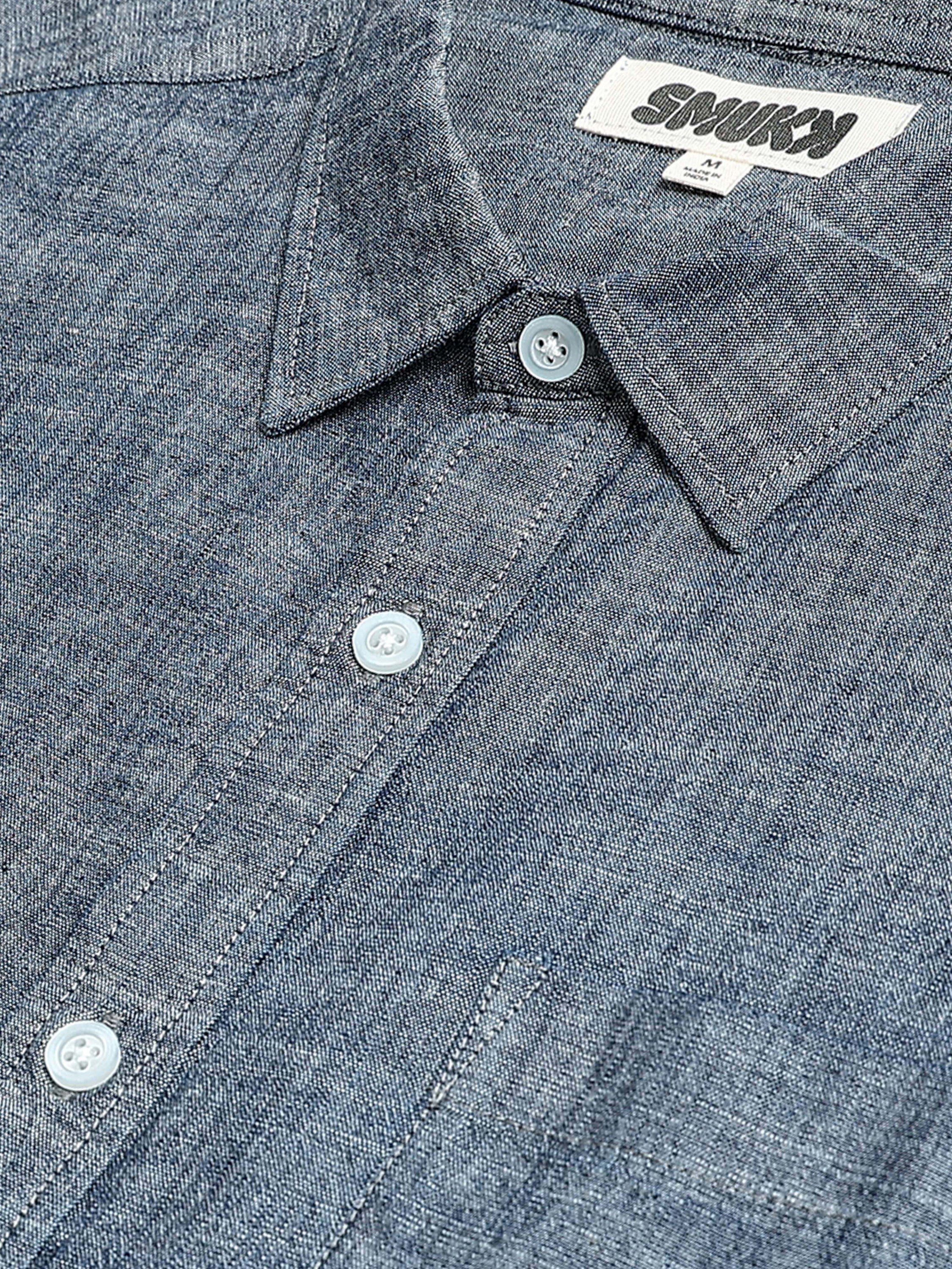 Men Grey Mélange Solid Shirt - Image 4