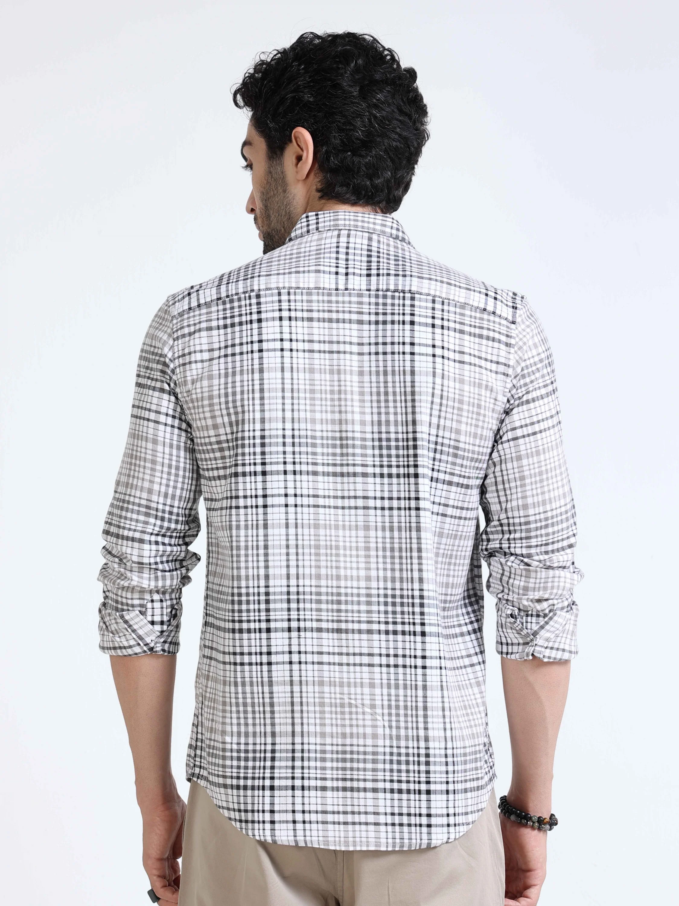 Men Grey Multi Regular Fit Check Shirt - Image 4