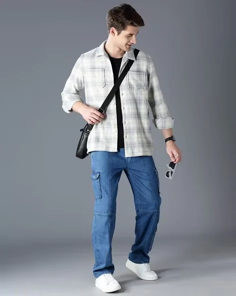 Men Grey Oversized Fit Shacket