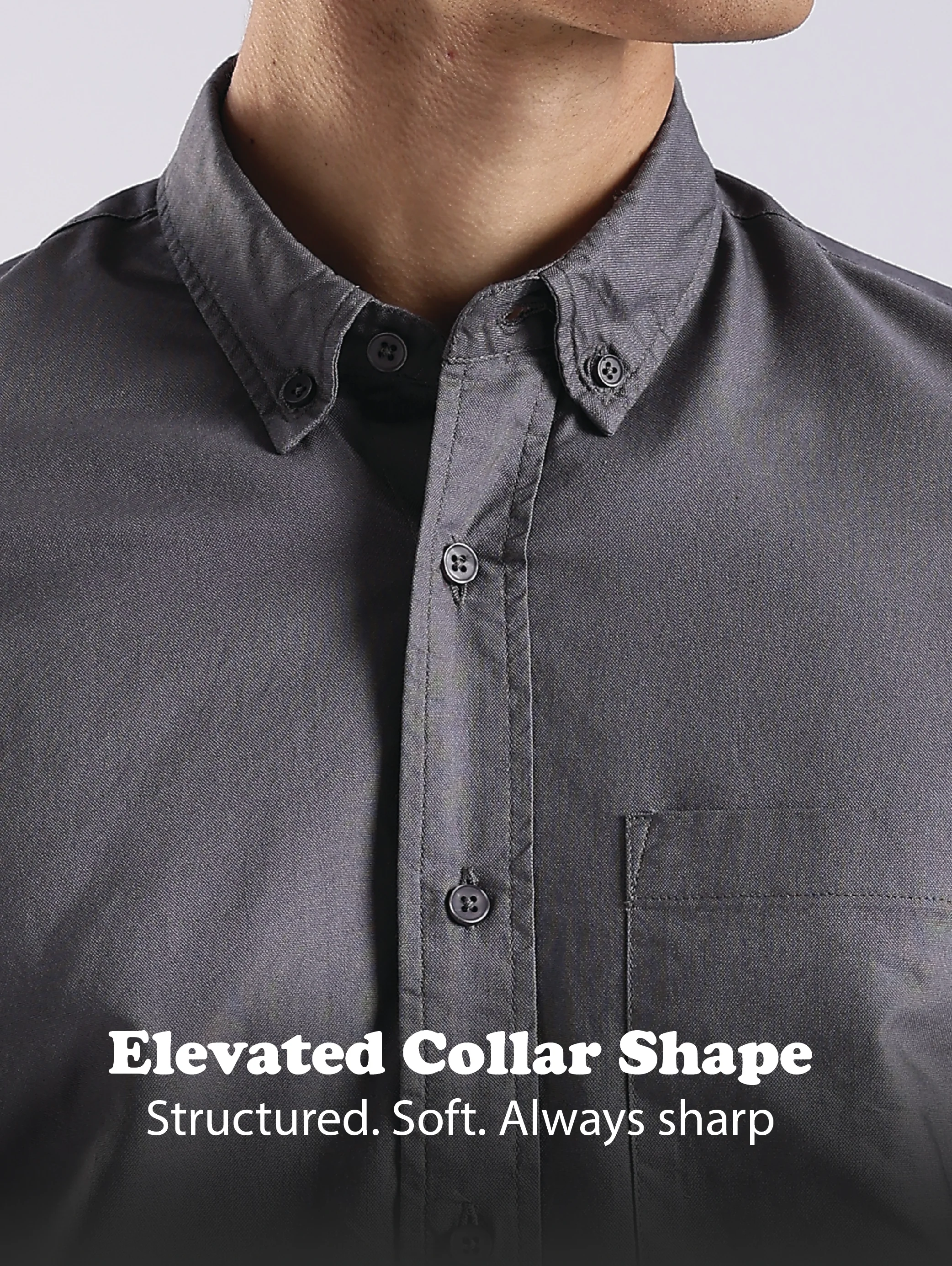 Men Grey Oxford Solid Shirt - Image 13