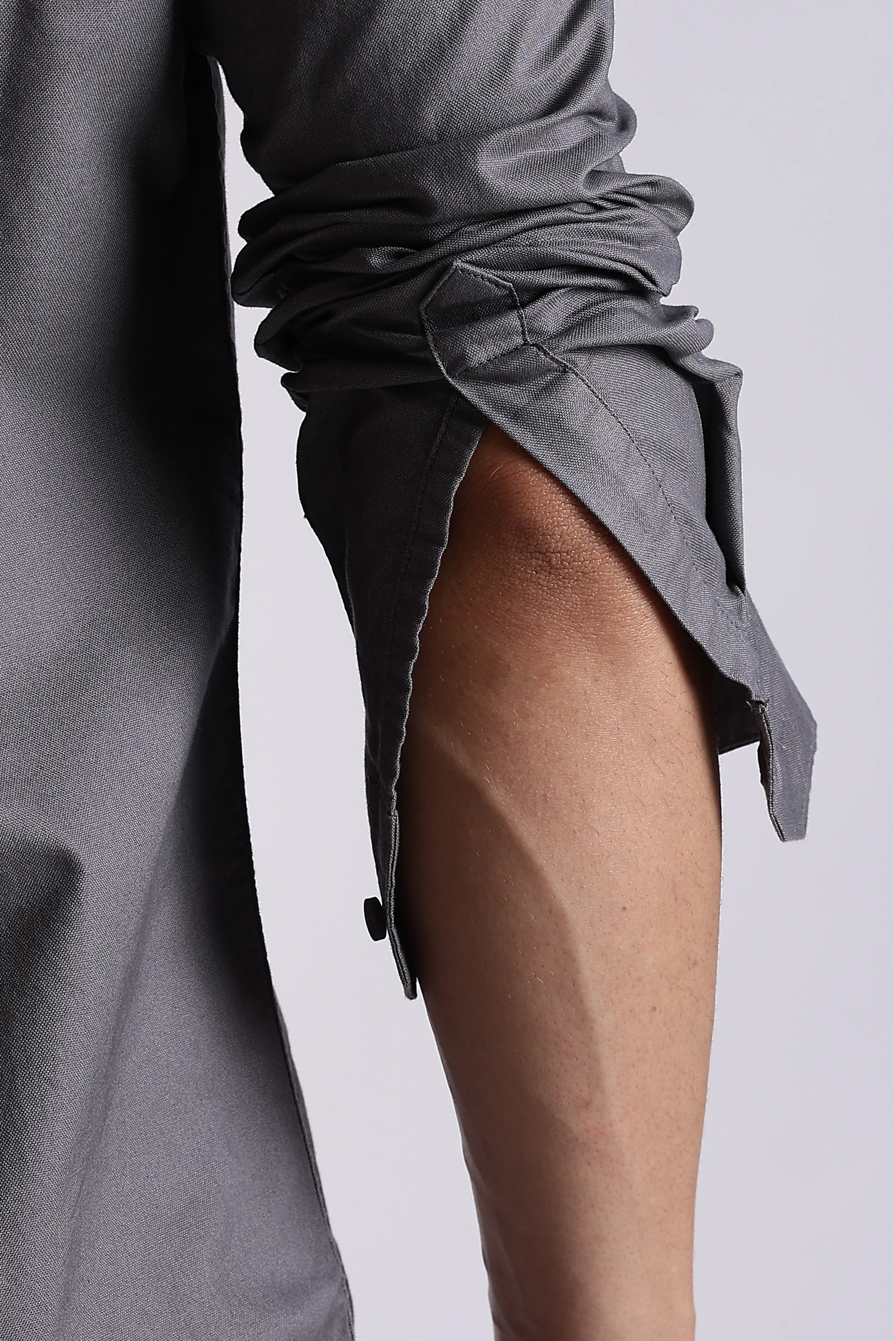 Men Grey Oxford Solid Shirt - Image 7