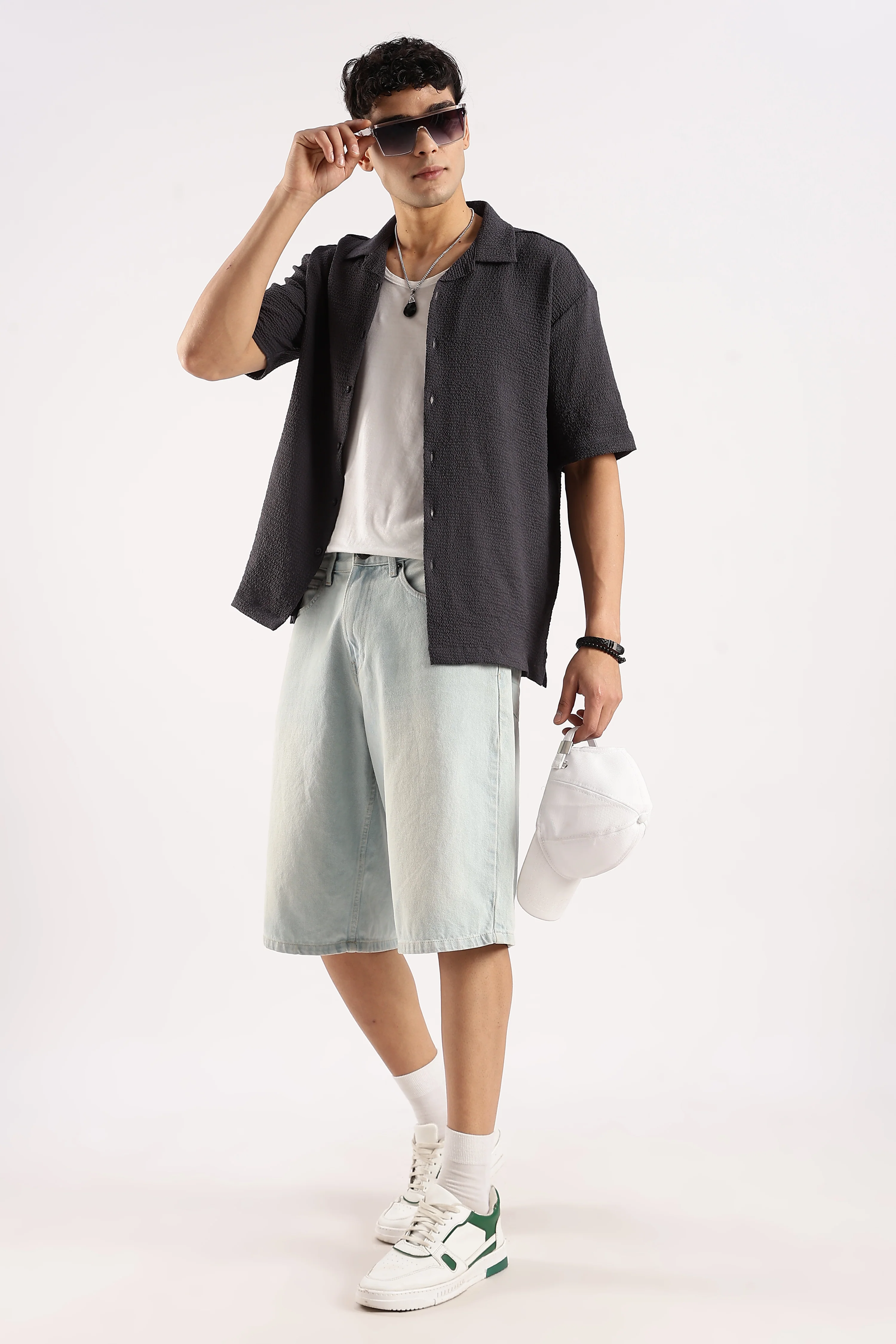 Men Grey Poly Textured Shirt - Image 10