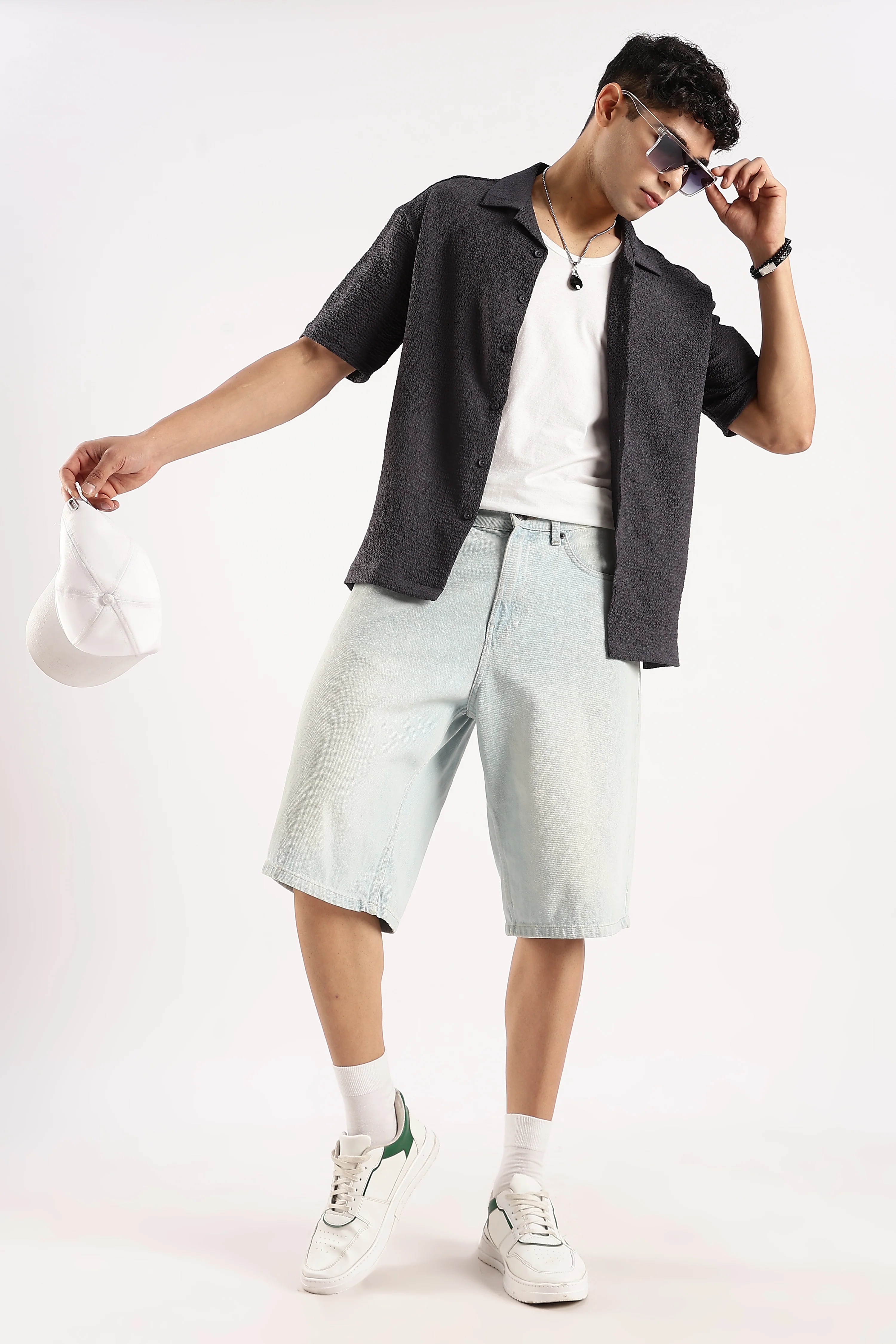 Men Grey Poly Textured Shirt - Image 9