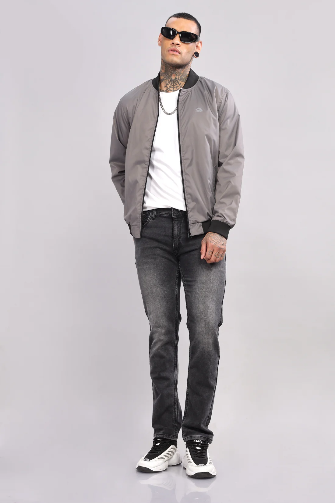 Men Grey Polyester Winter Jacket - Image 6