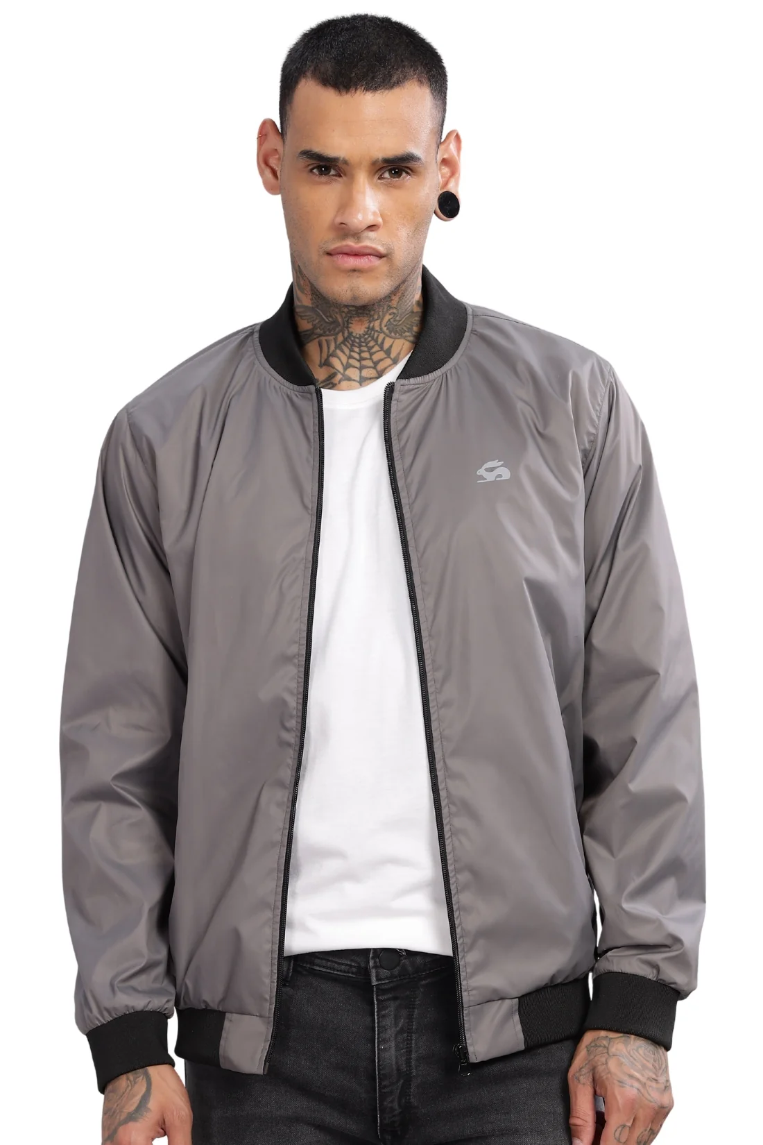 Men Grey Polyester Winter Jacket - Image 7