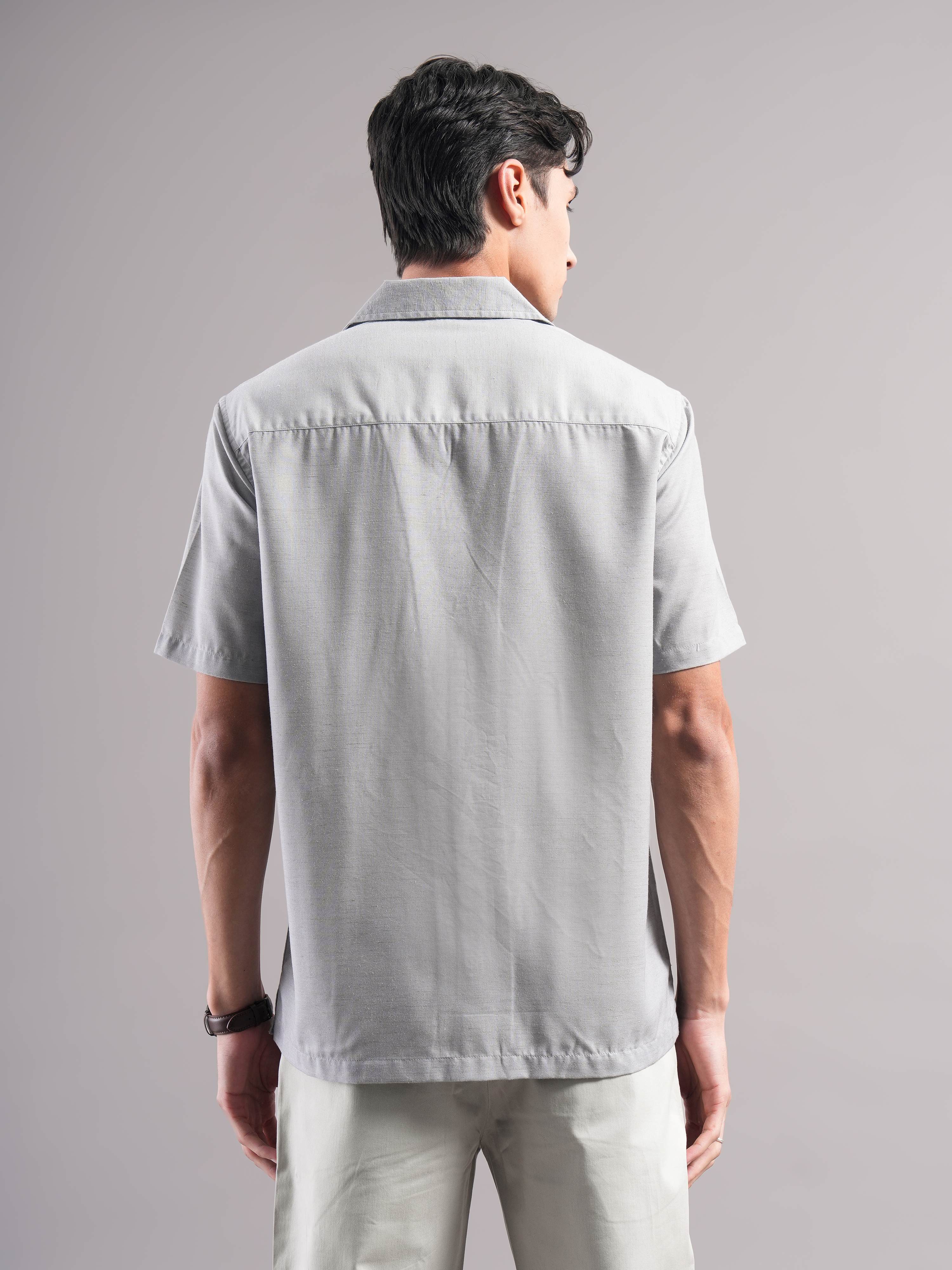 Men Grey Printed Casual Shirt - Image 2