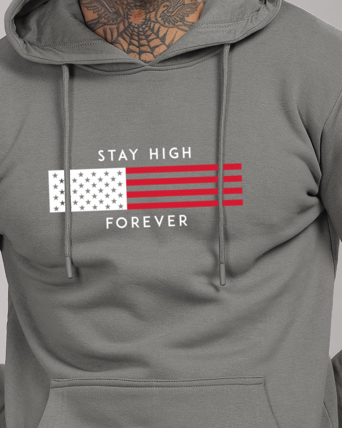Men Grey Printed Cotton Hoodie - Image 4