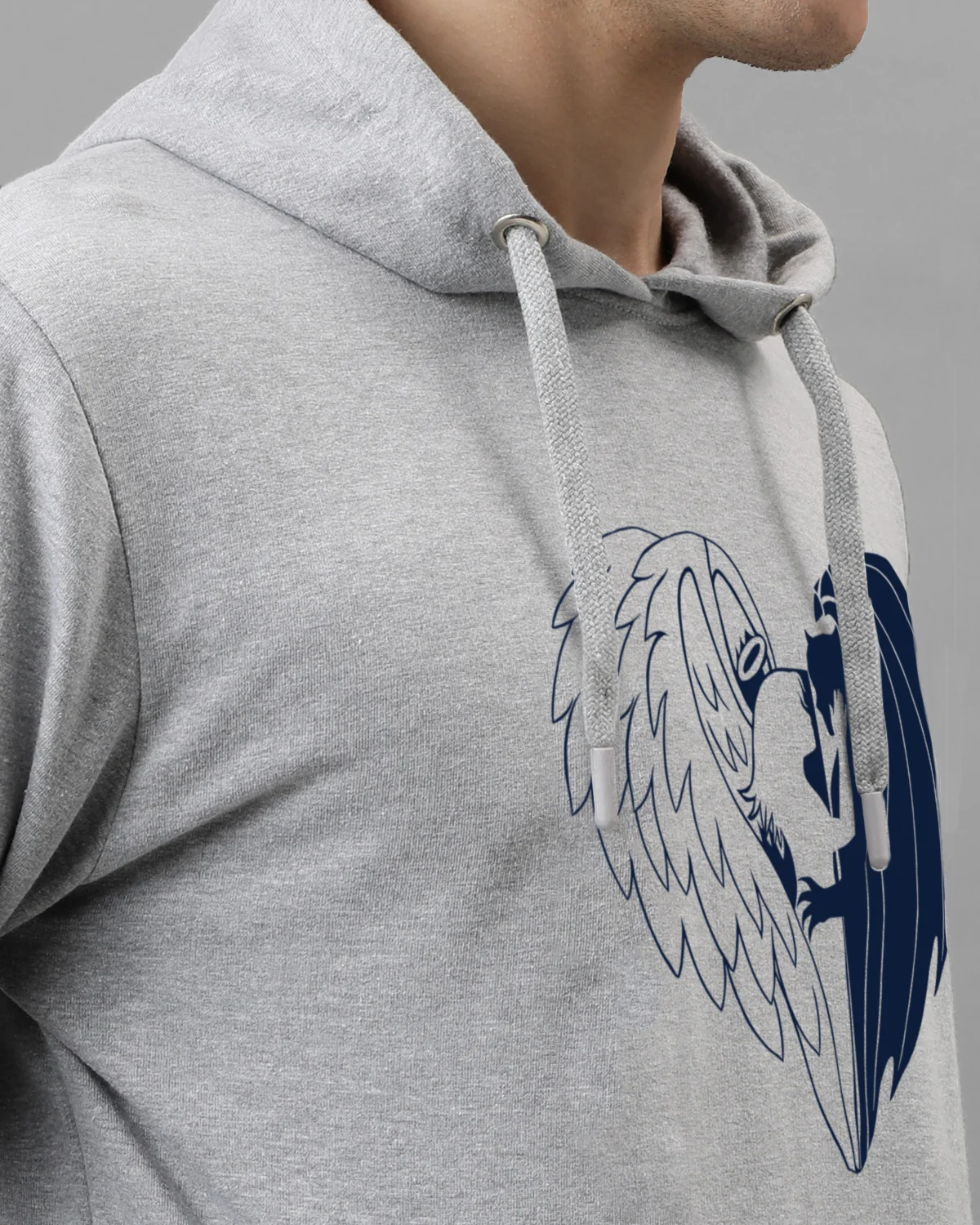 Men Grey Printed Hoodie - Image 4
