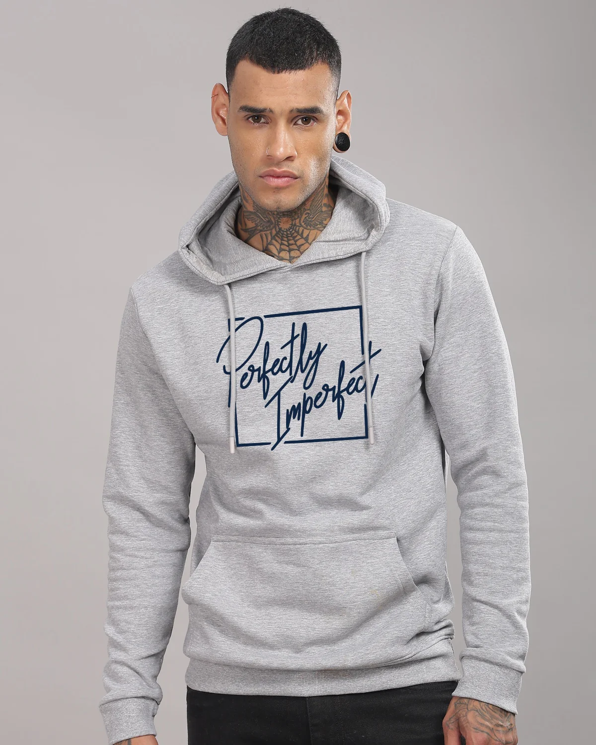 Men Grey Printed Hoodie - Image 2