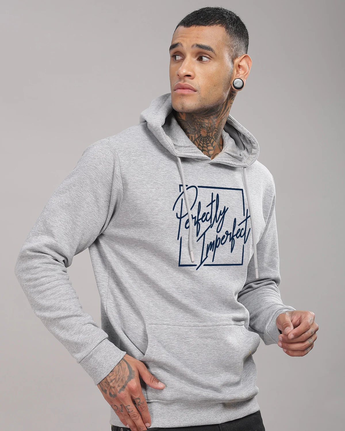 Men Grey Printed Hoodie - Image 3