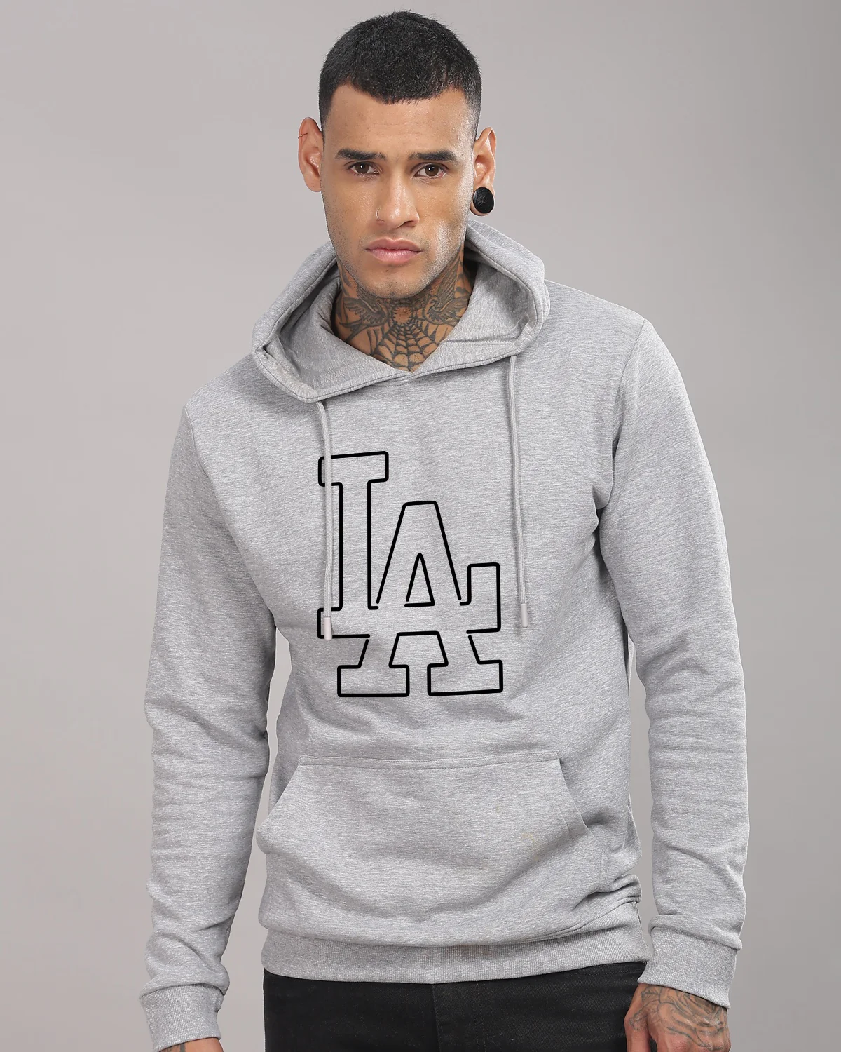 Men Grey Printed Hoodie - Image 2