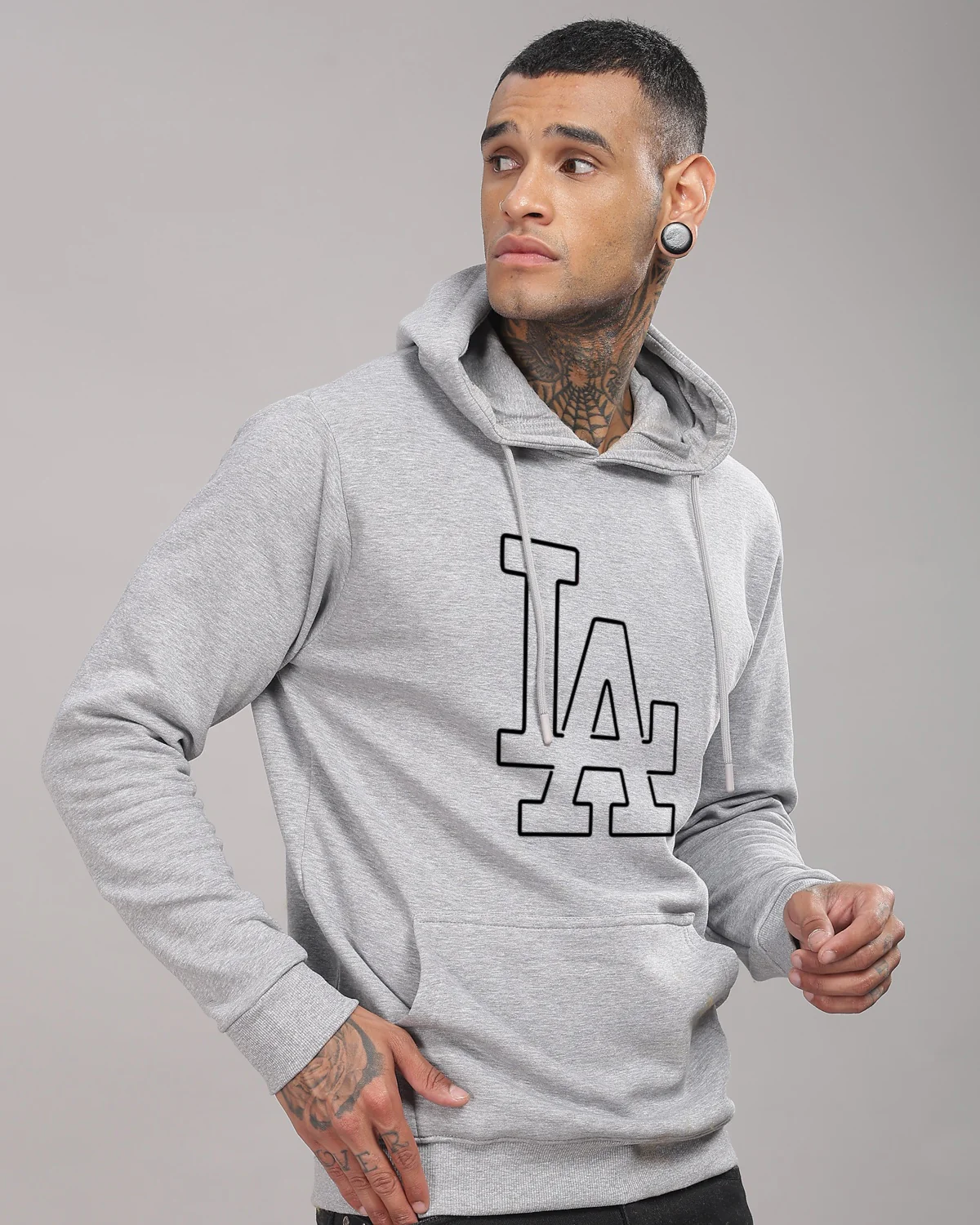 Men Grey Printed Hoodie - Image 5