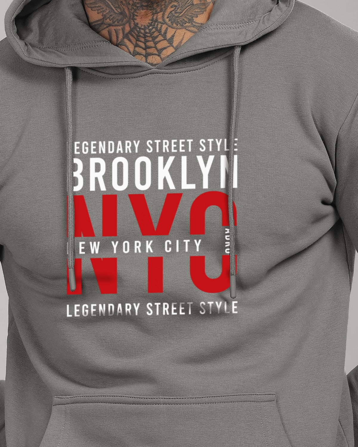 Men Grey Printed Hoodie - Image 4