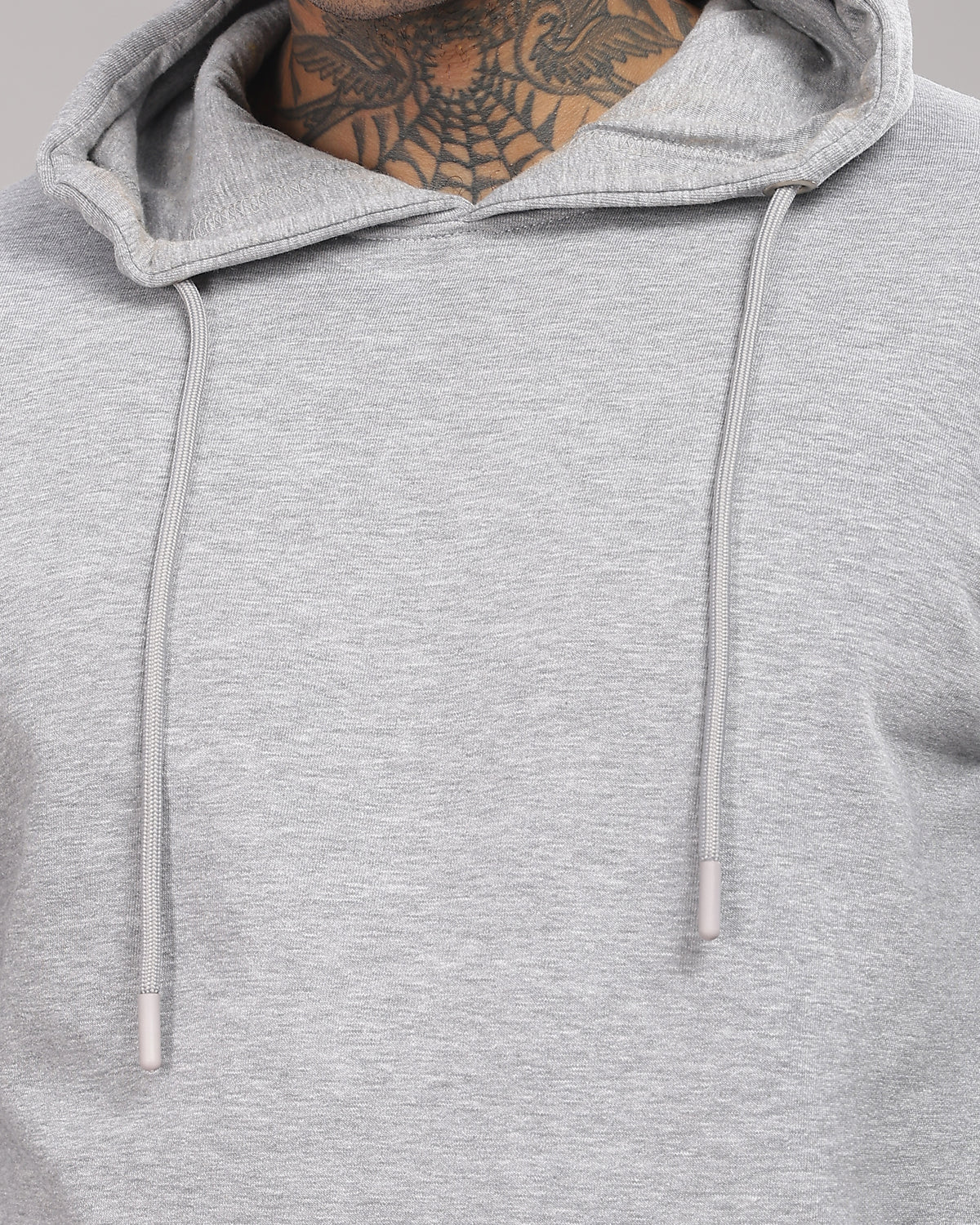 Men Grey Cotton Fleece Hoodie - Image 4