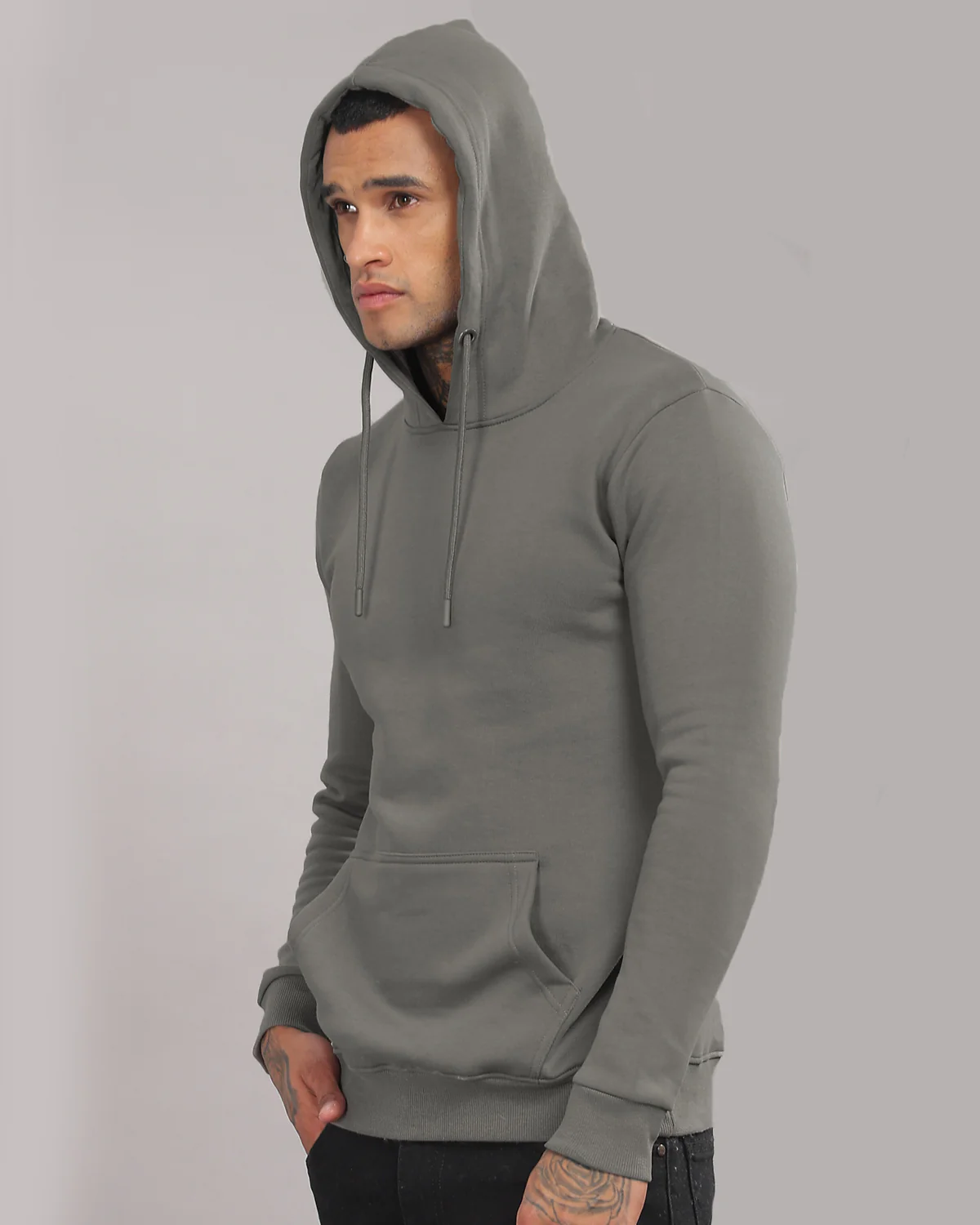 Men Grey Printed Hoodie - Image 2
