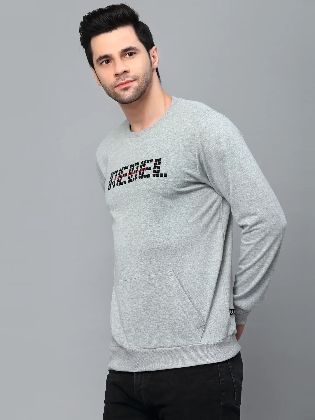 Men Grey Printed Sweatshirt - Image 4
