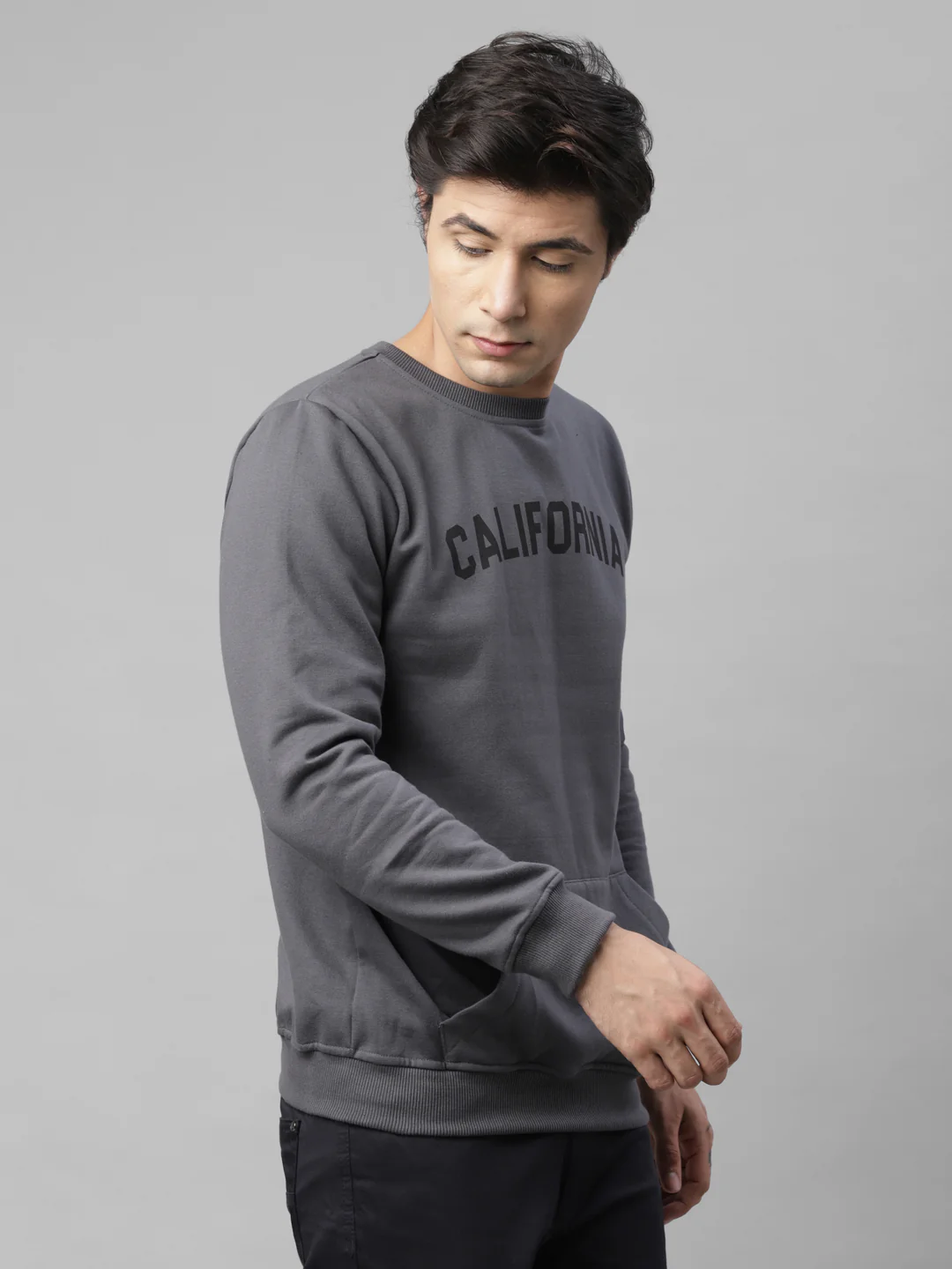 Men Grey Printed Sweatshirt - Image 3