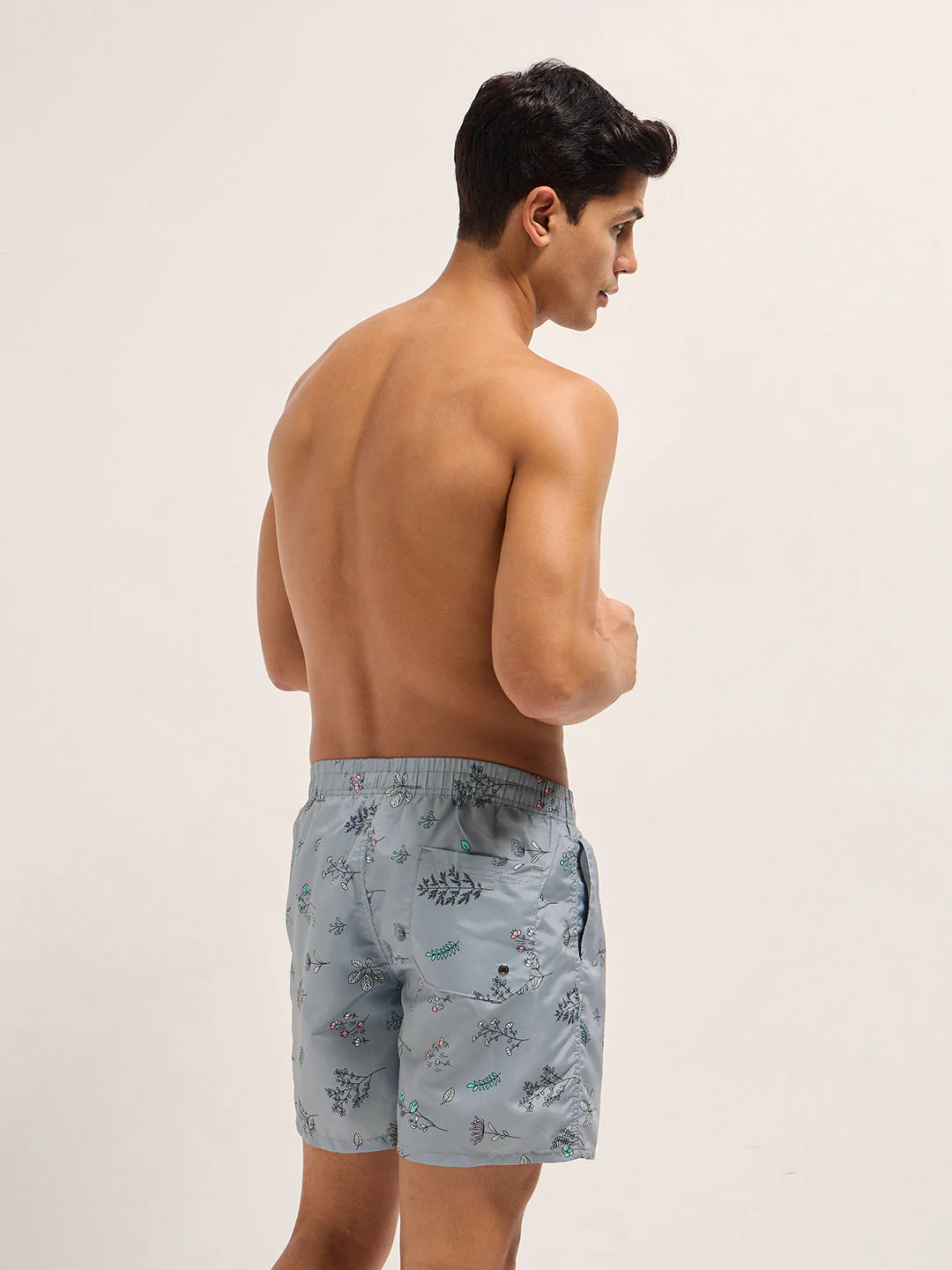 Men Grey Printed Swim Shorts - Image 2