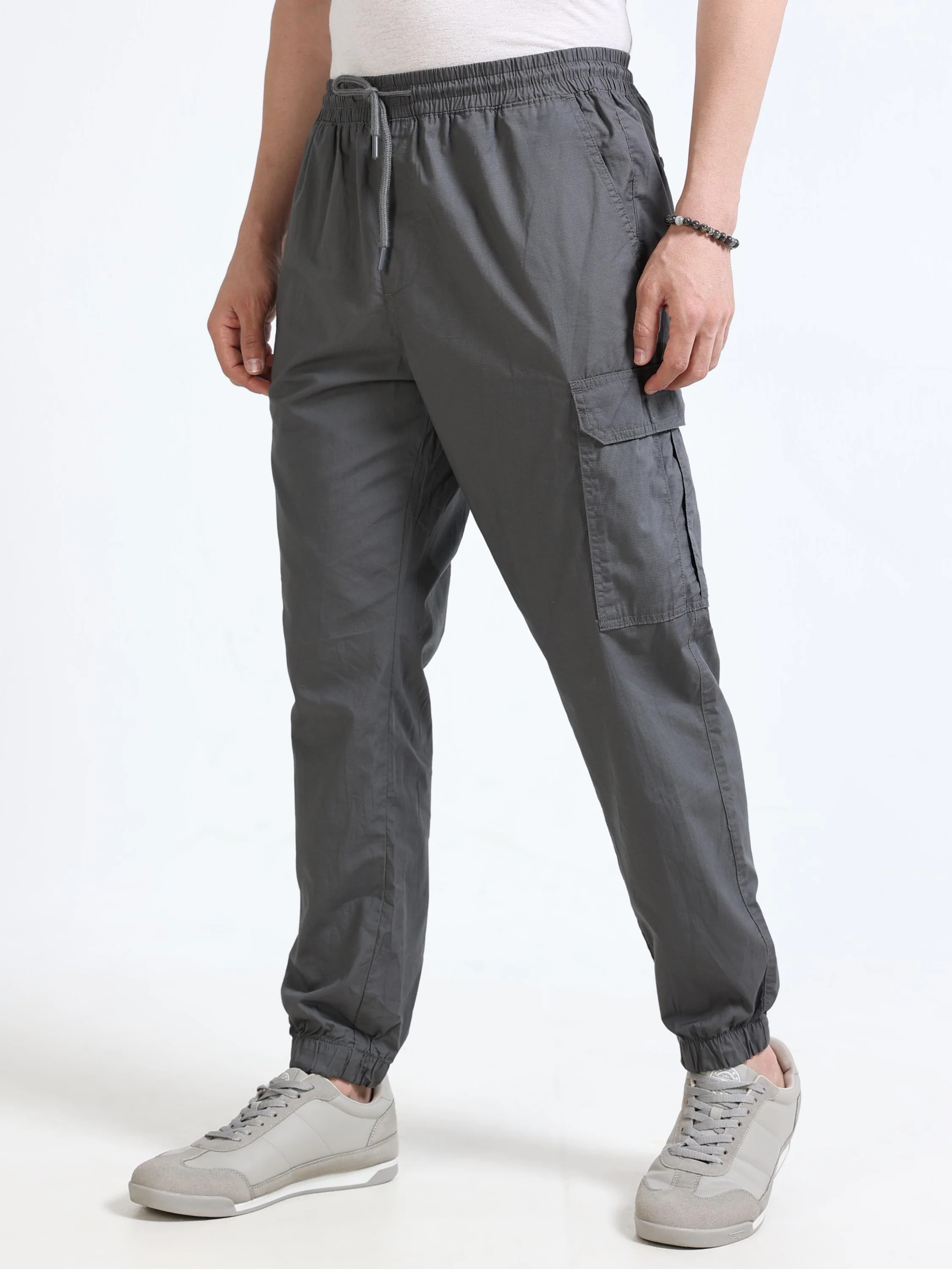 Men Grey Cargo Jogger Pants - Image 6