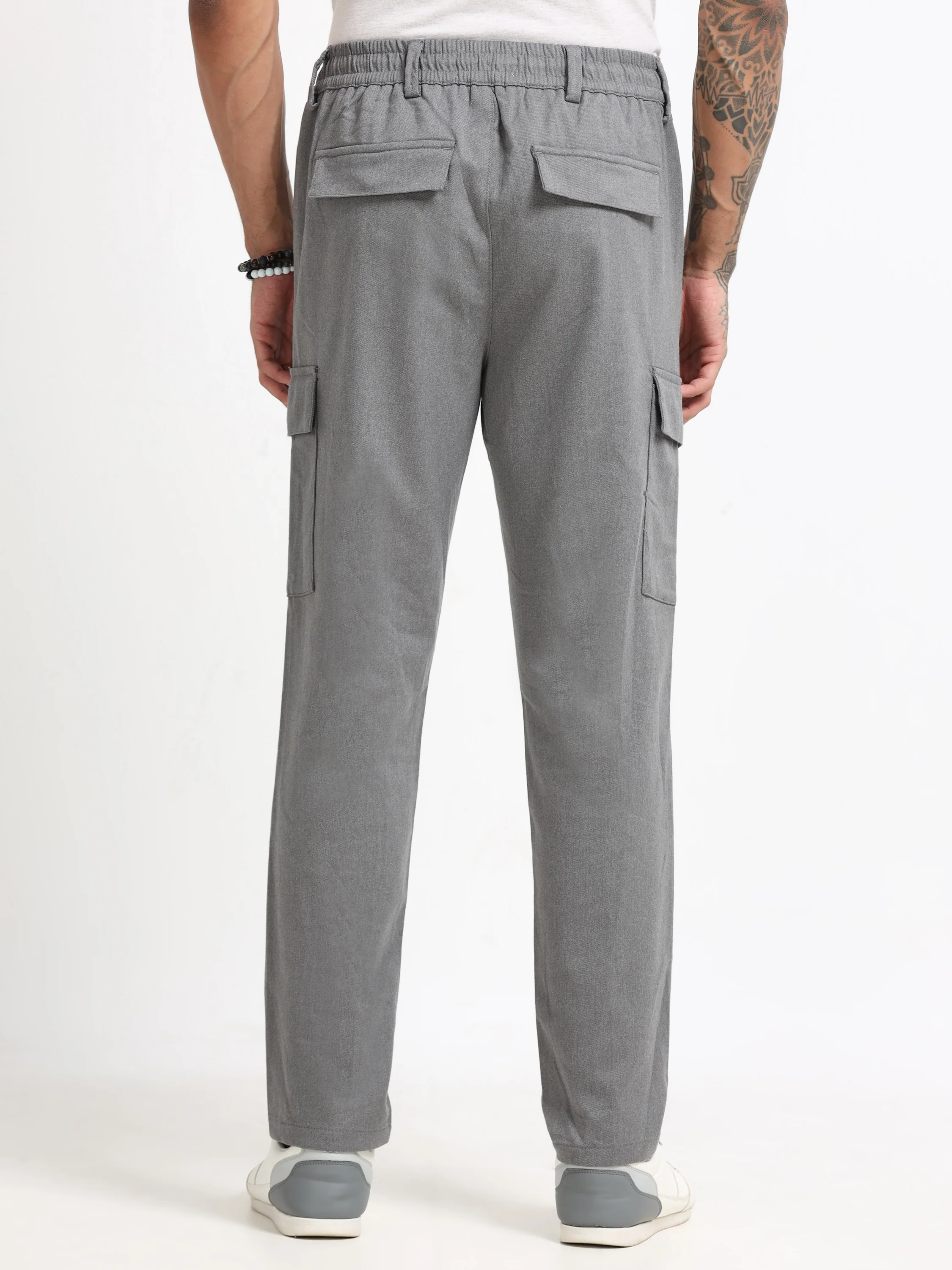 Men Grey Cargo Pants - Image 3