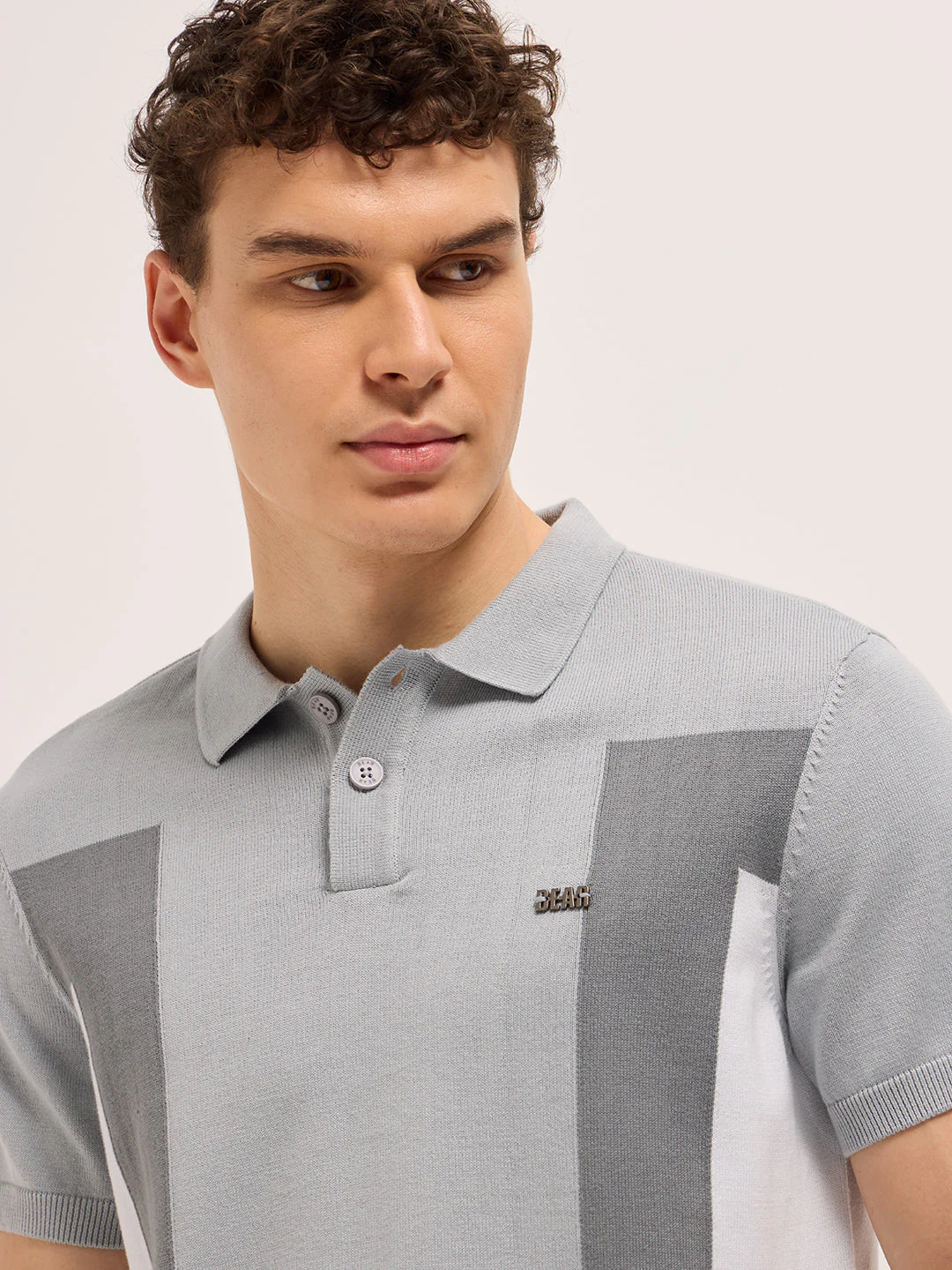 Men Grey Regular Fit Color-block Panel Polo - Image 5