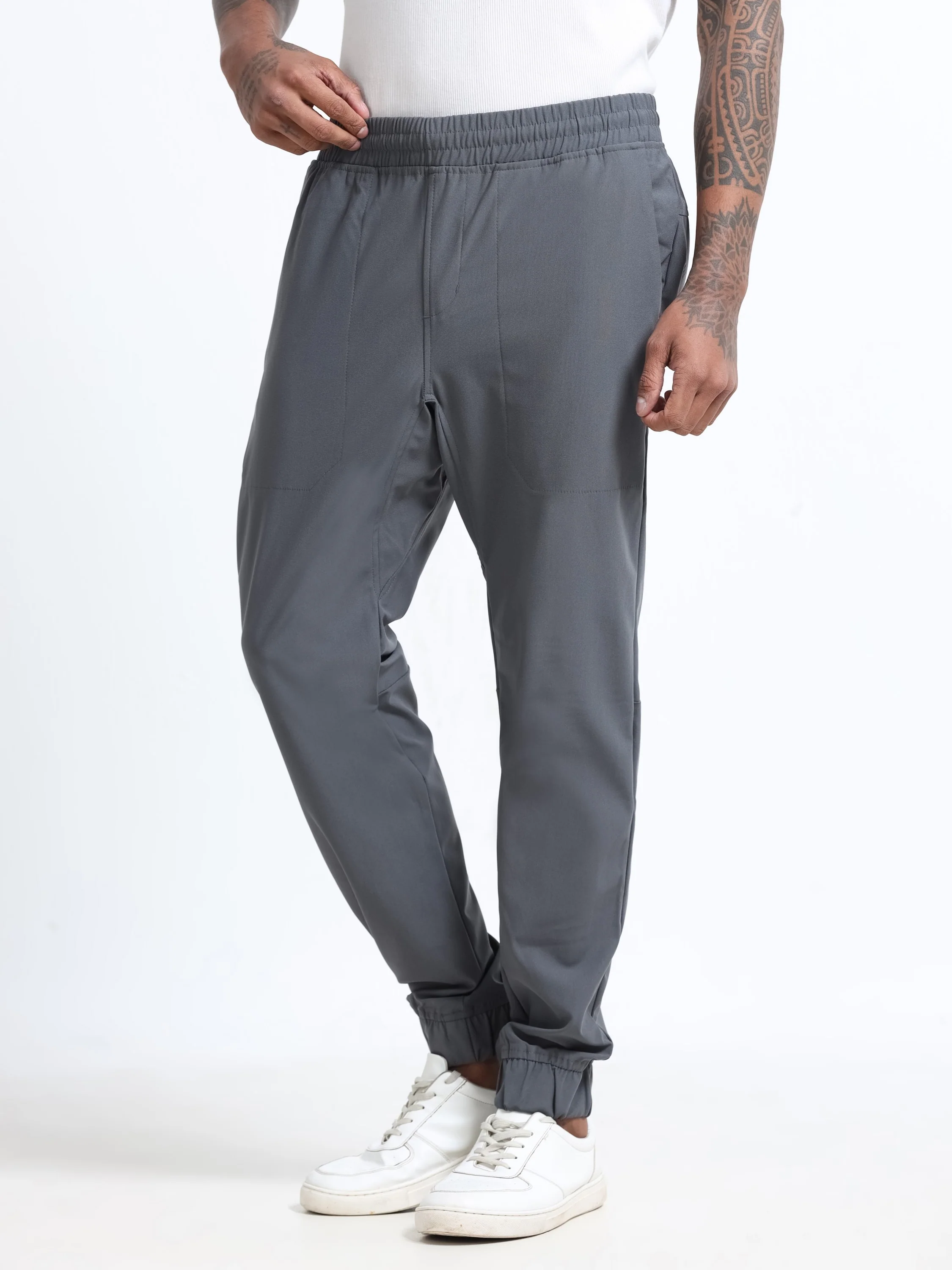 Men Grey Regular Fit Joggers - Image 3